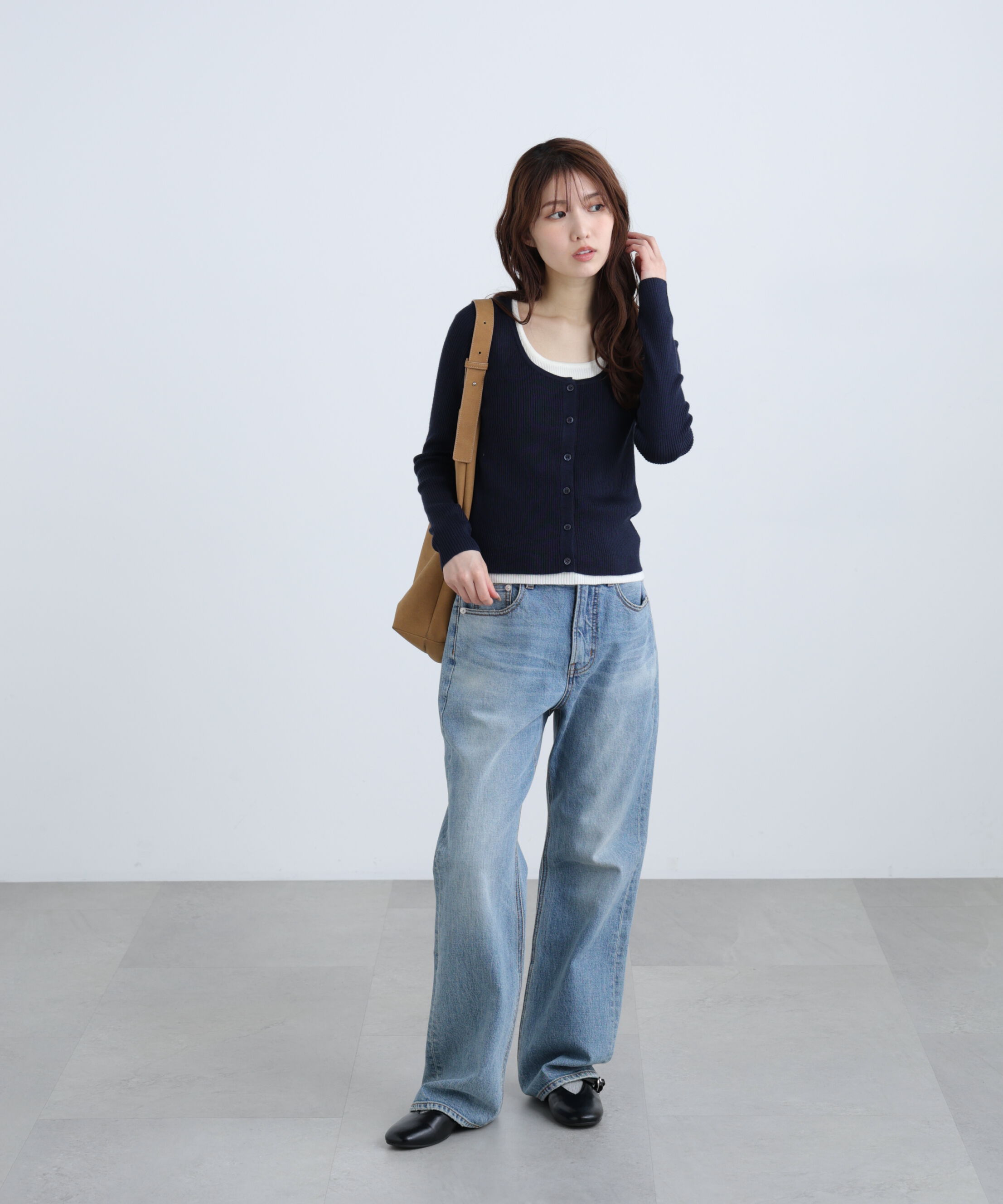  「配色レイヤードリブニットカーディガン」|ニット・セーター|