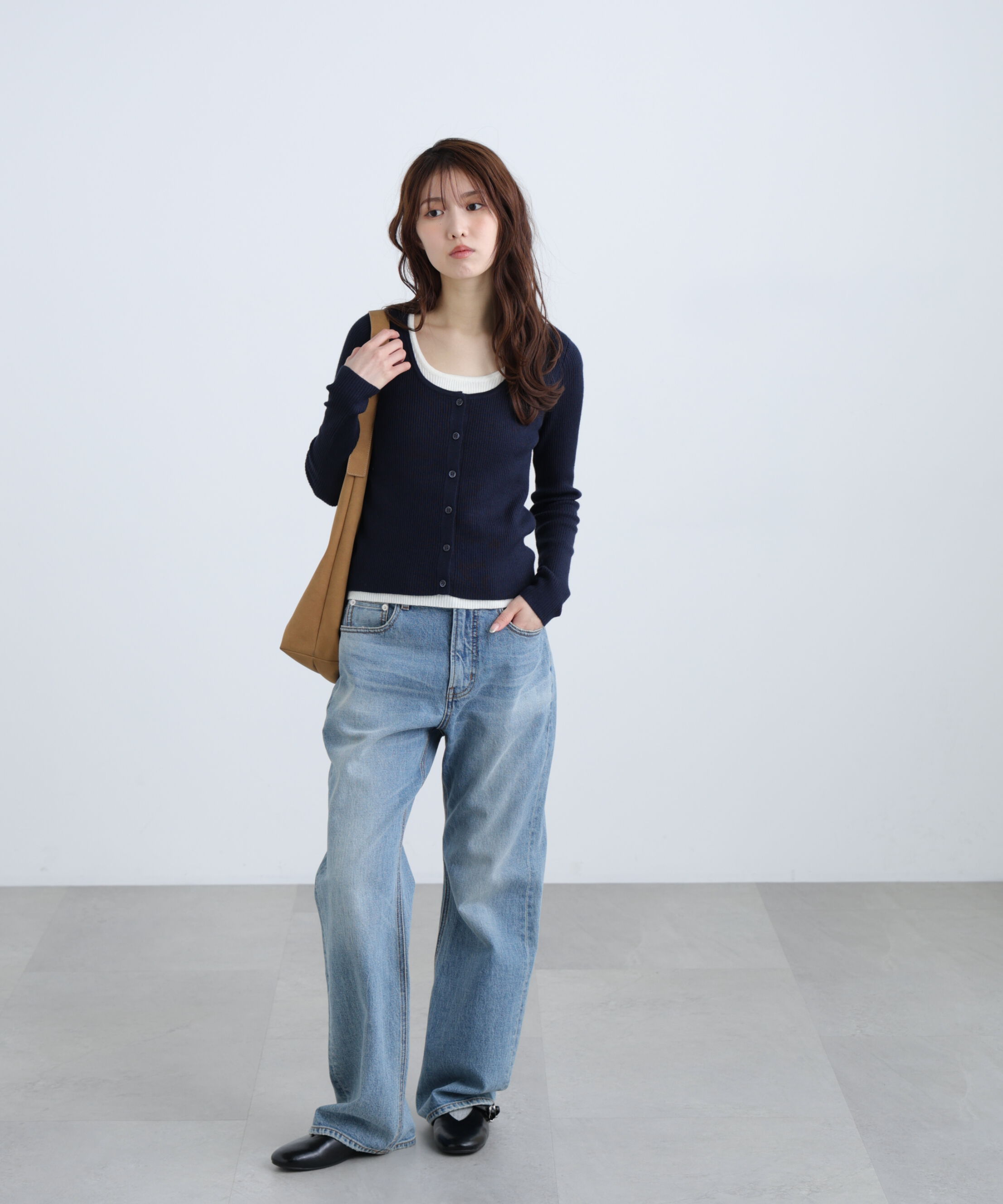  「配色レイヤードリブニットカーディガン」|ニット・セーター|