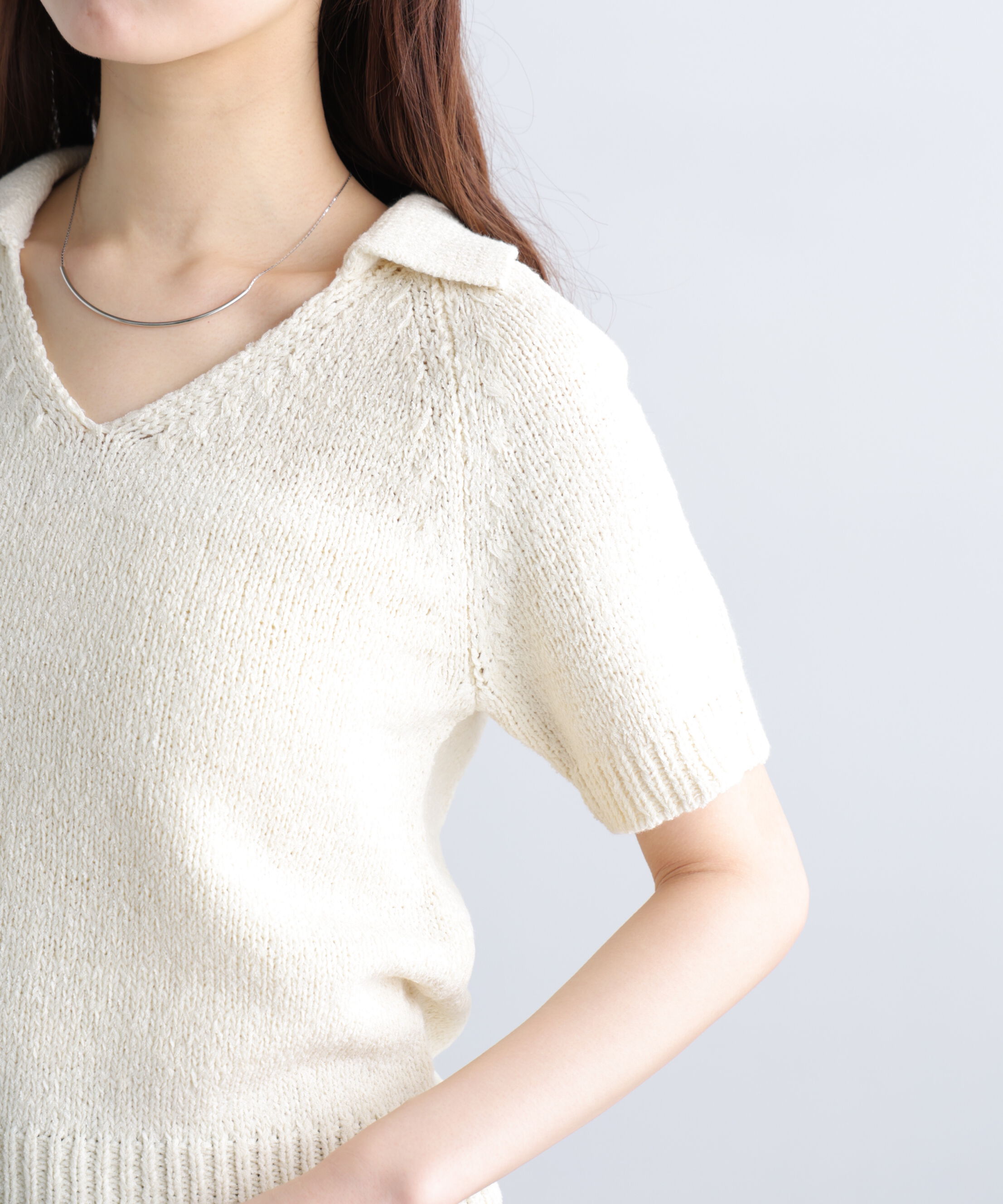  「テープヤーン半袖ニット」|ニット・セーター|