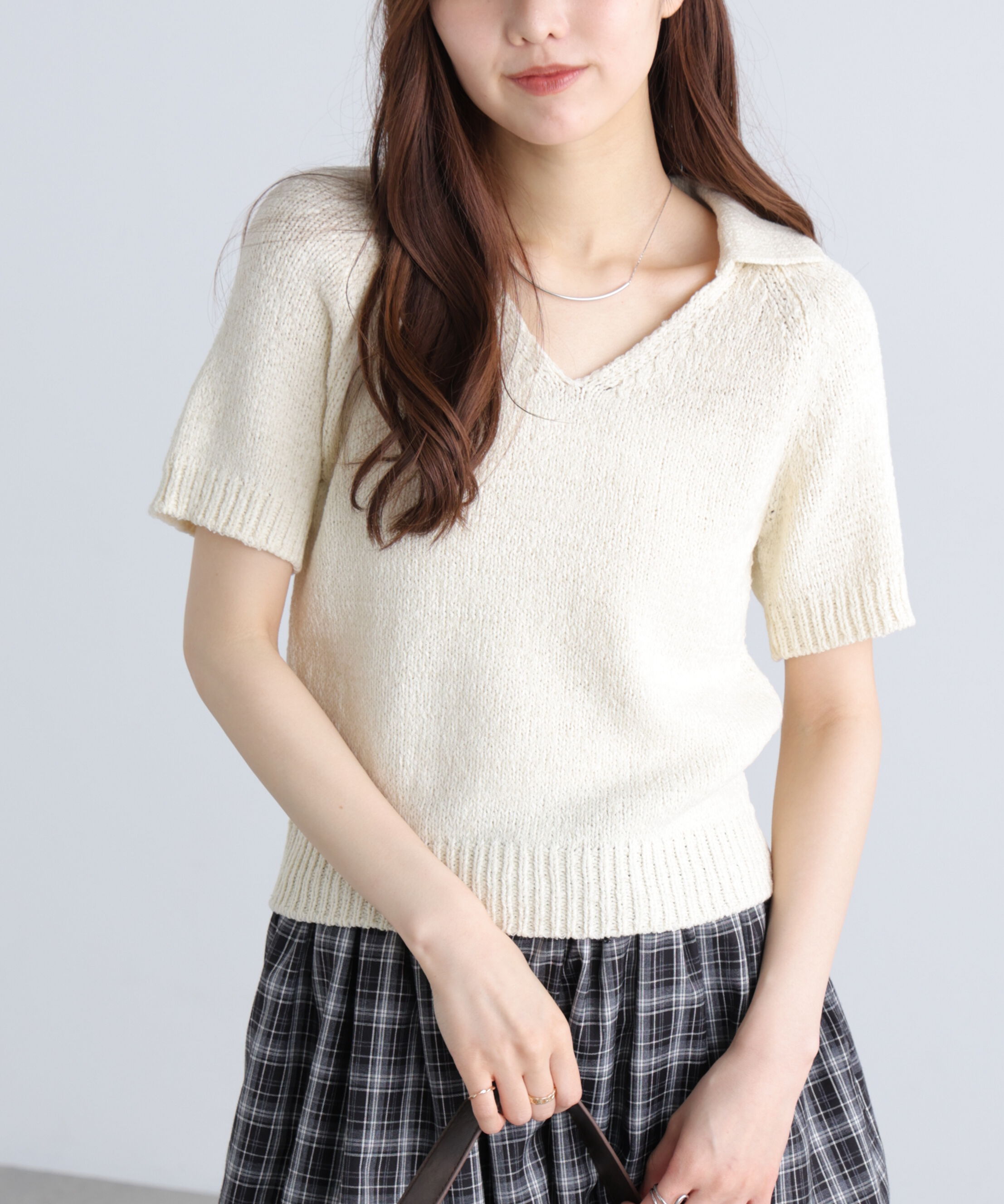  「テープヤーン半袖ニット」|ニット・セーター|