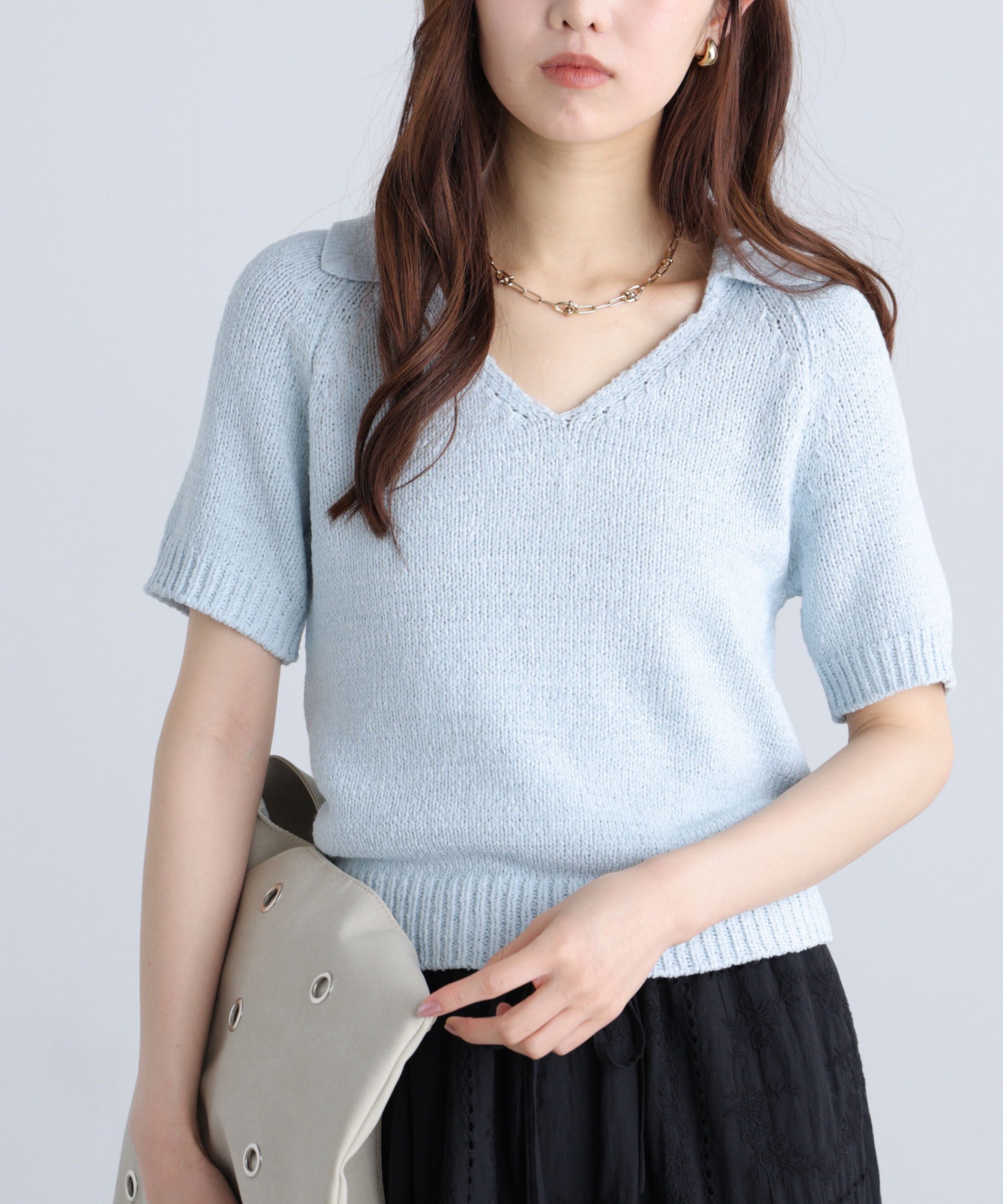  「テープヤーン半袖ニット」|ニット・セーター|