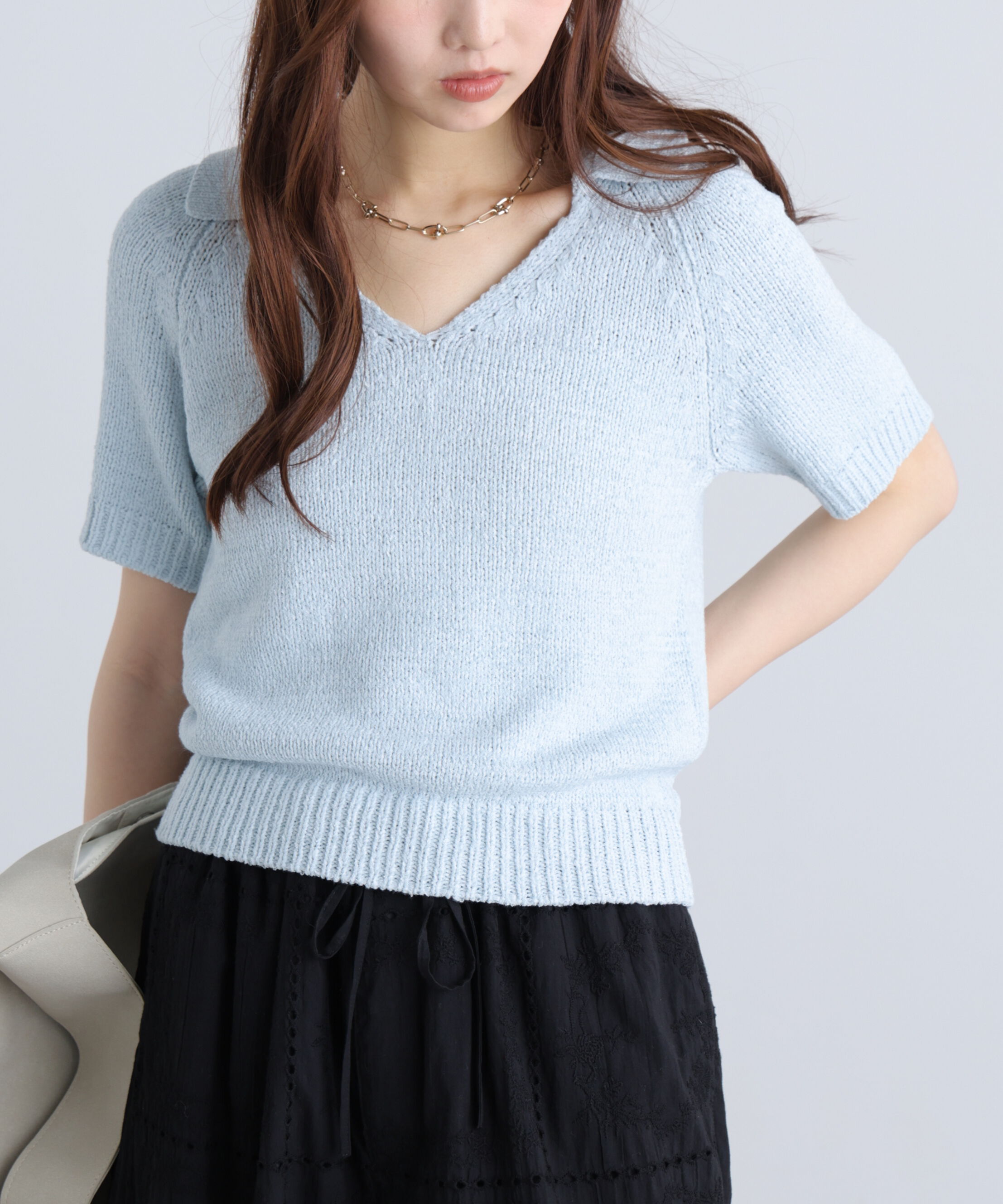  「テープヤーン半袖ニット」|ニット・セーター|