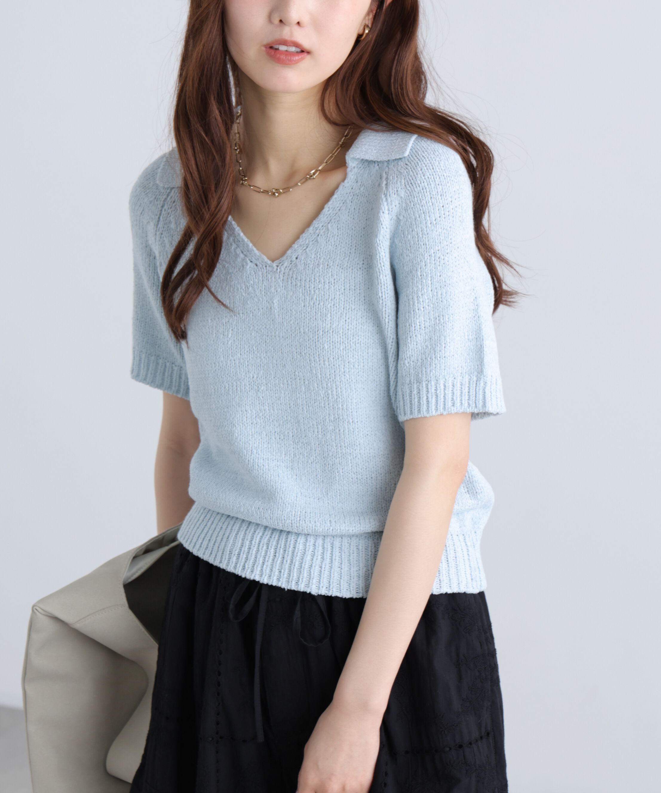  「テープヤーン半袖ニット」|ニット・セーター|