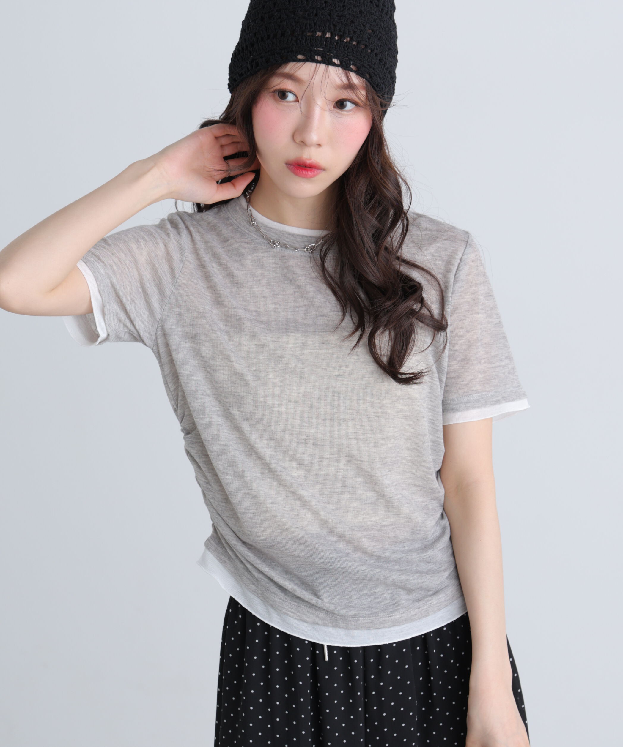  「レイヤード風半袖カットソー」|Tシャツ・カットソー|