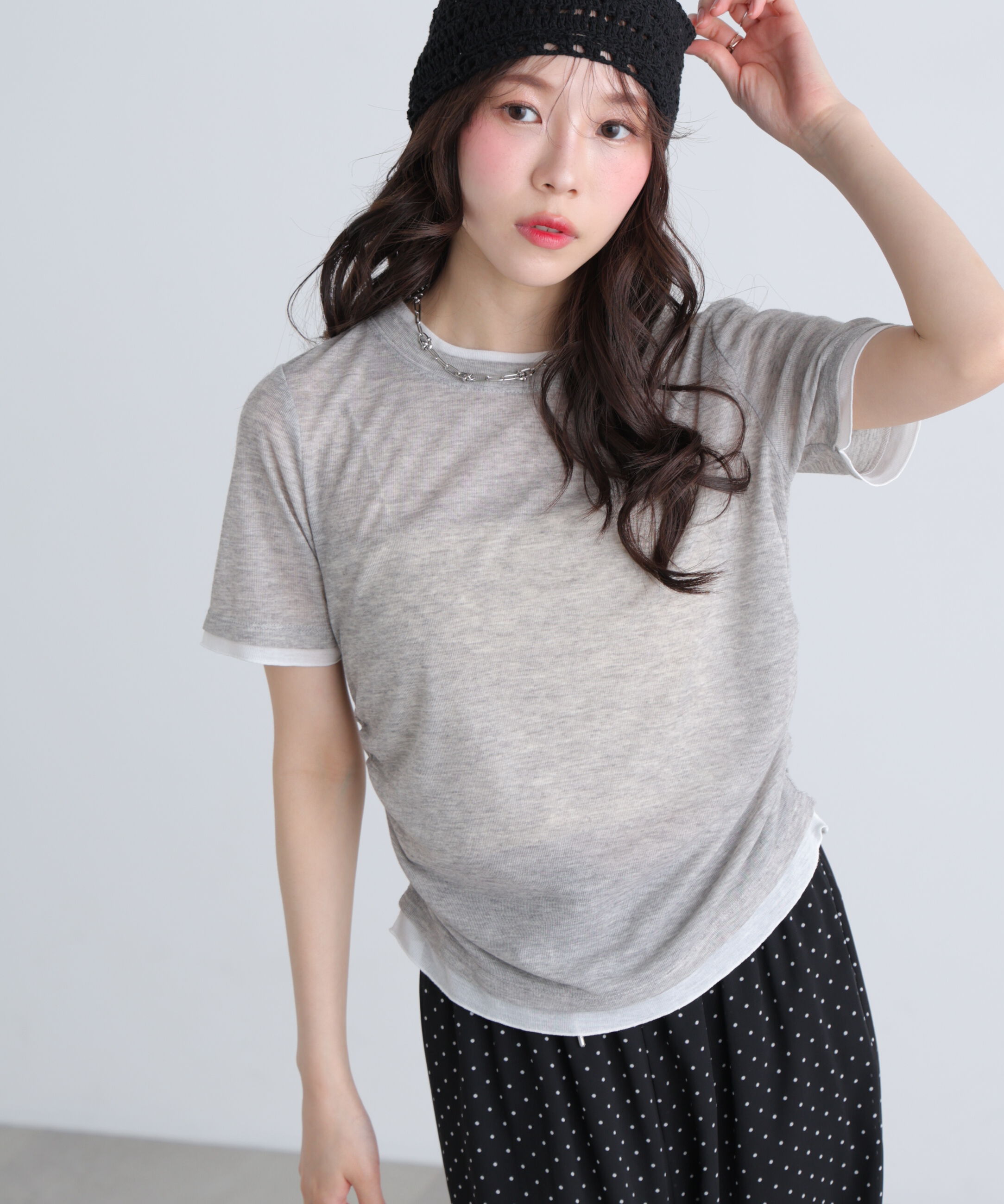  「レイヤード風半袖カットソー」|Tシャツ・カットソー|