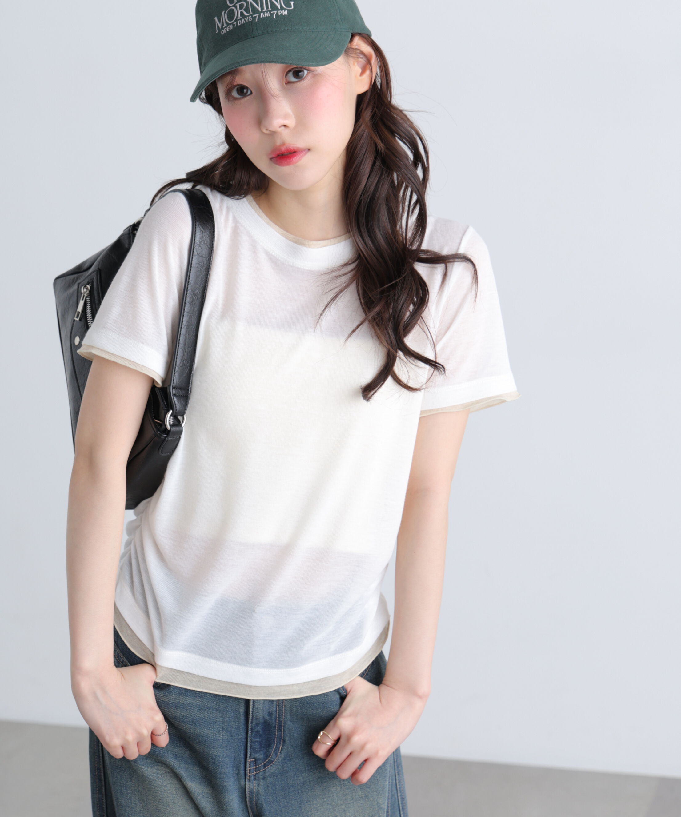  「レイヤード風半袖カットソー」|Tシャツ・カットソー|