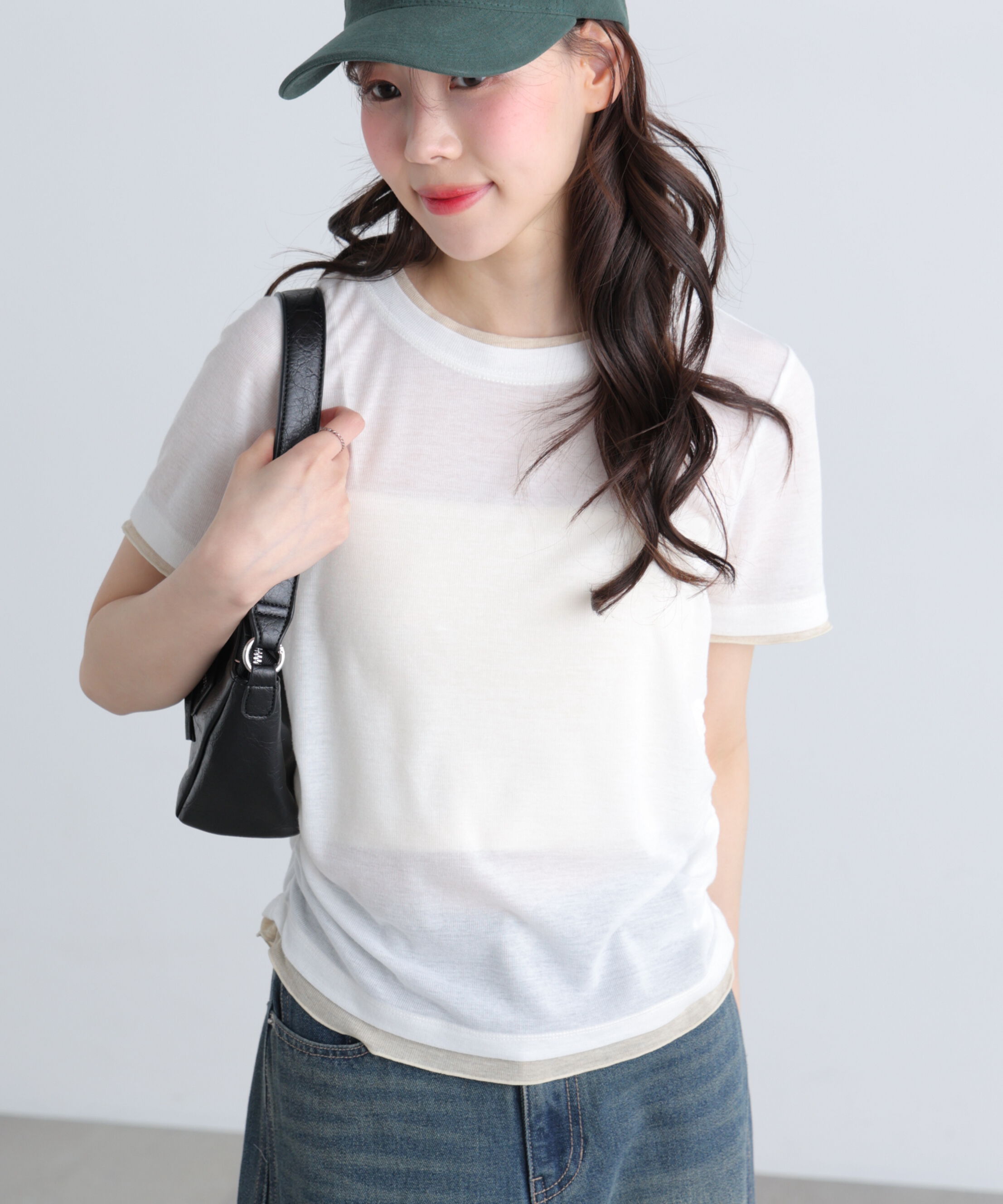  「レイヤード風半袖カットソー」|Tシャツ・カットソー|