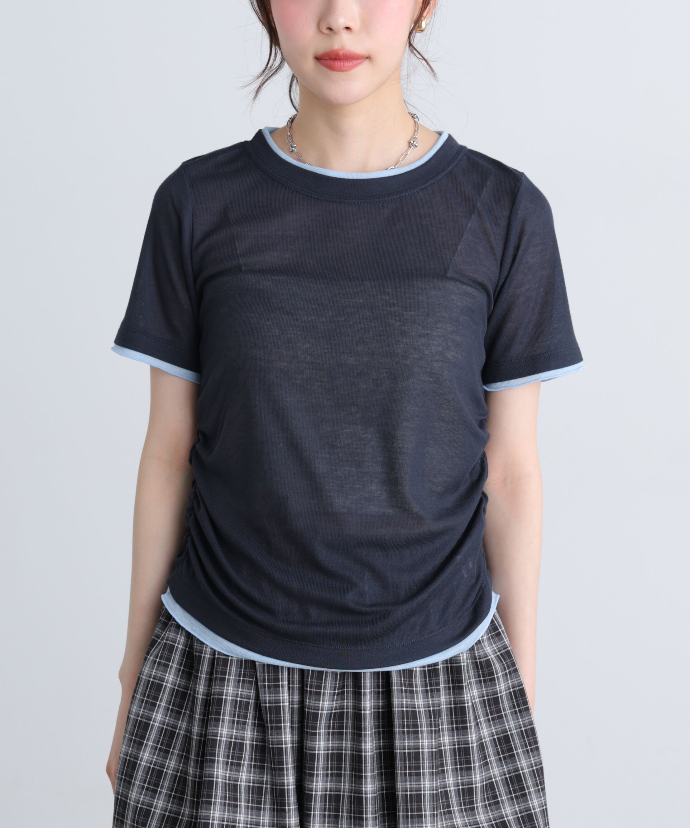  「レイヤード風半袖カットソー」|Tシャツ・カットソー|