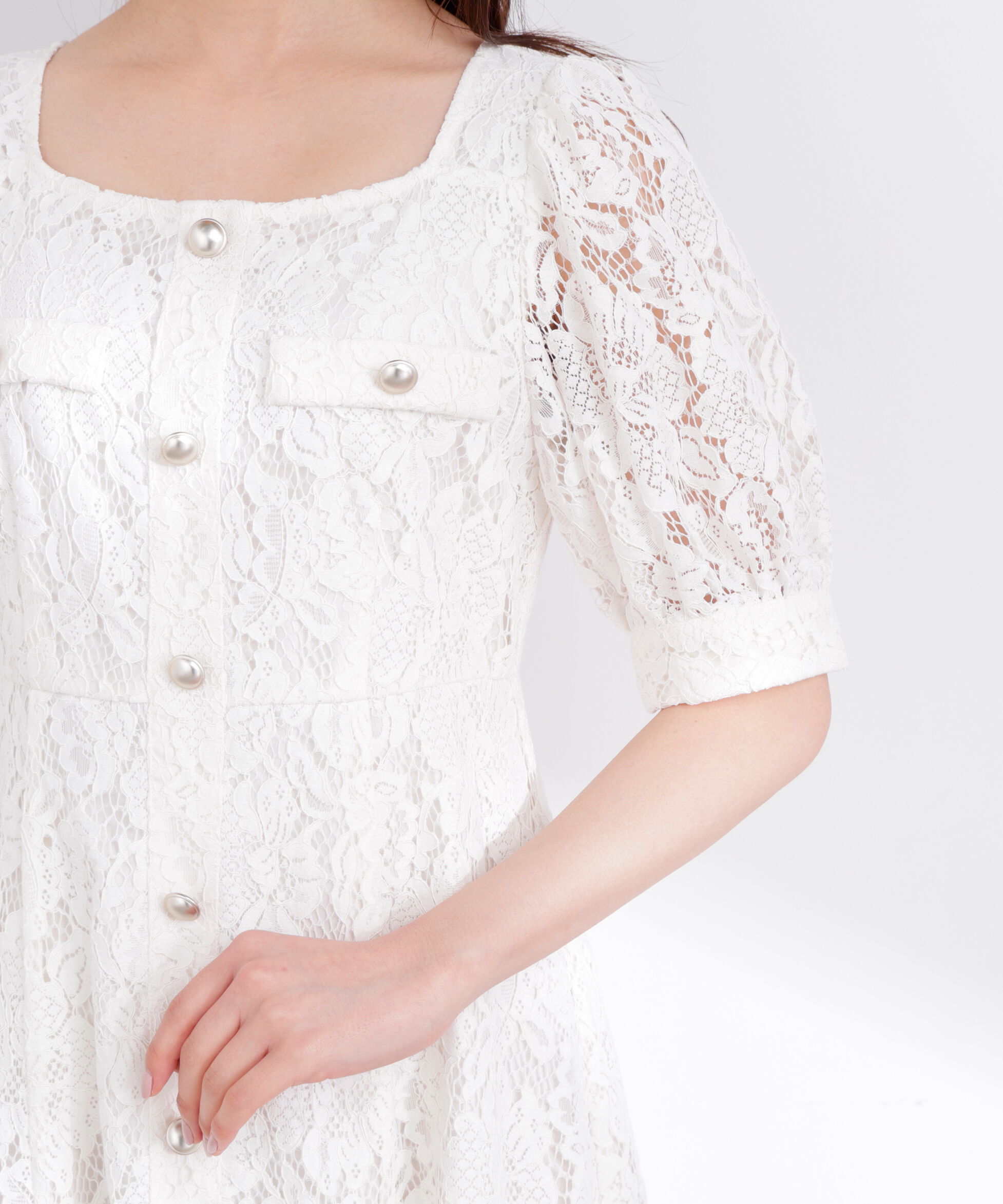 PROPORTION BODY DRESSING「フロントボタンレースワンピース 26SS」|ワンピース|