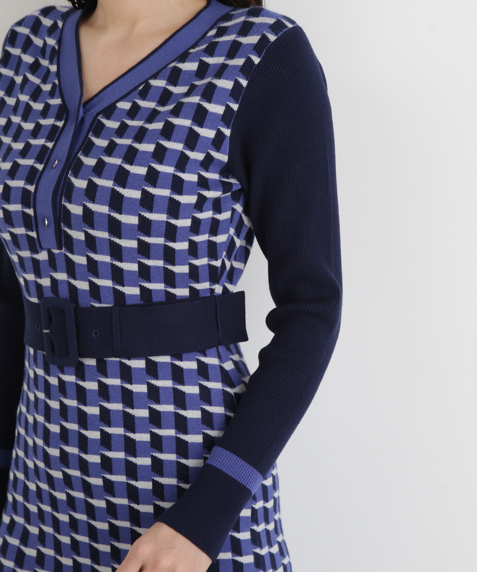  「◆ジオメトリックジャガードニットワンピース」|ワンピース|