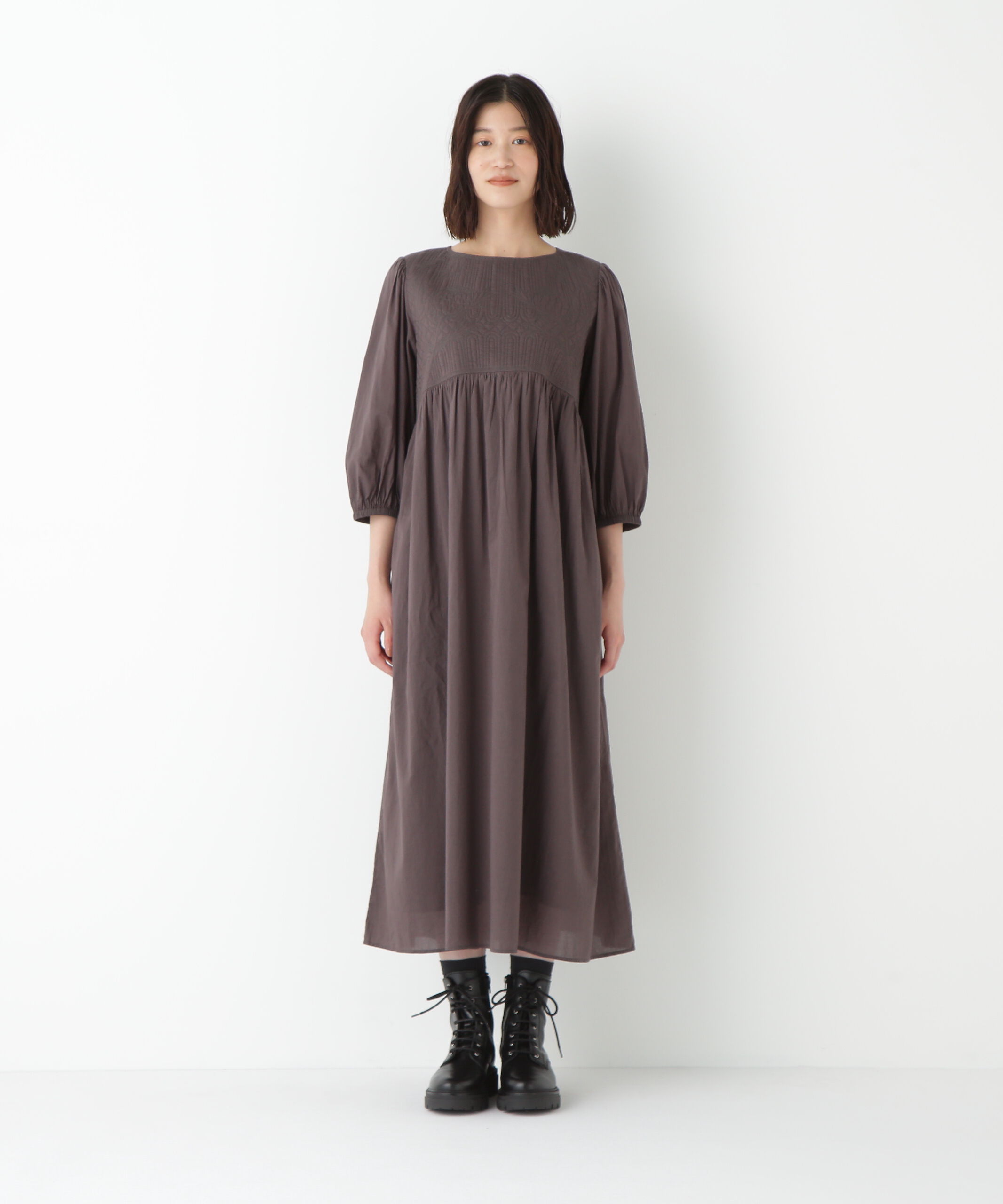  「◆インドコットンボイルキルティングドッキングワンピース」|ワンピース|