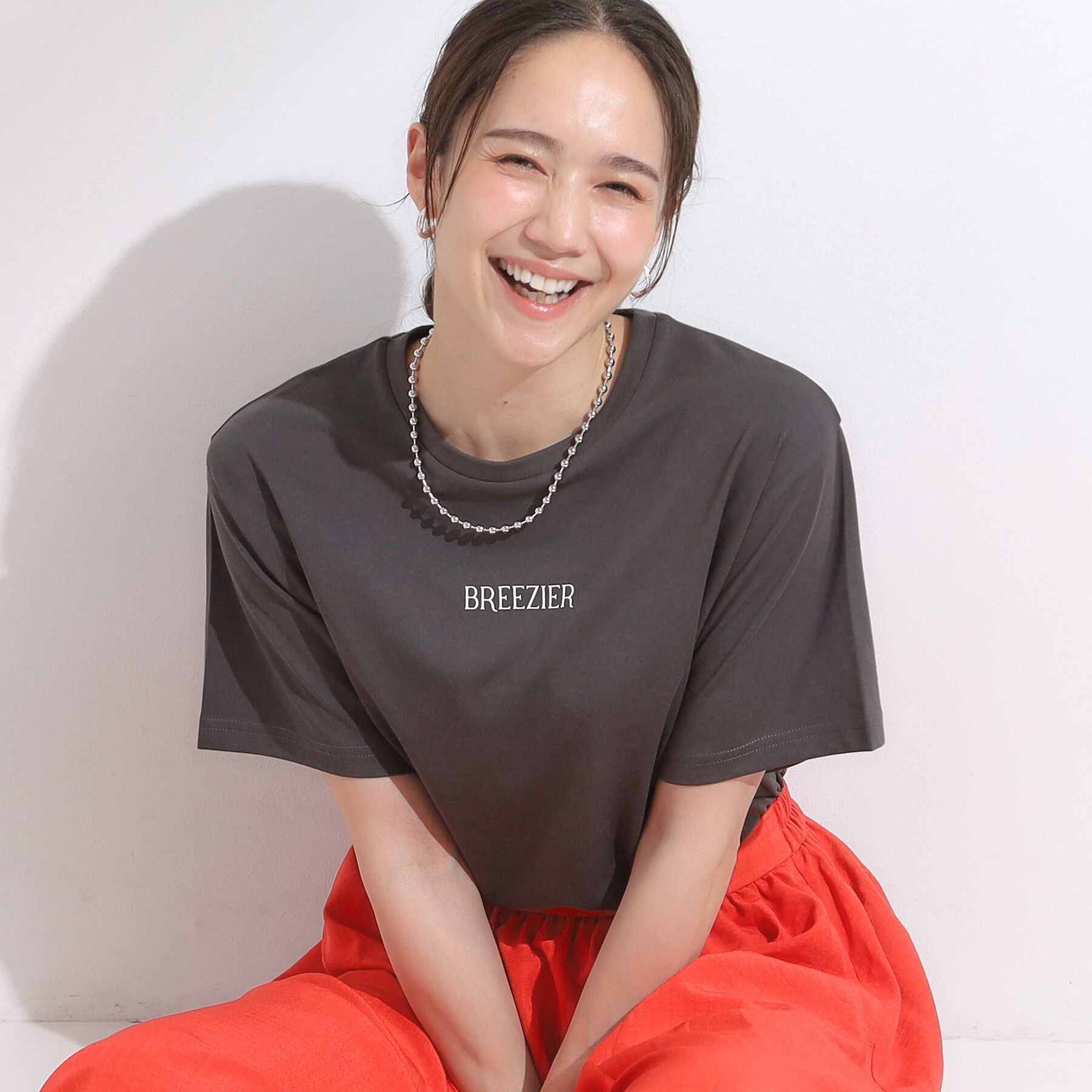 SHOO･LA･RUE「【S-LL/ひんやり/UV】選べる6柄でそれぞれ欲しくなる プリントTシャツ」|Tシャツ・カットソー|チャコールグレー(0