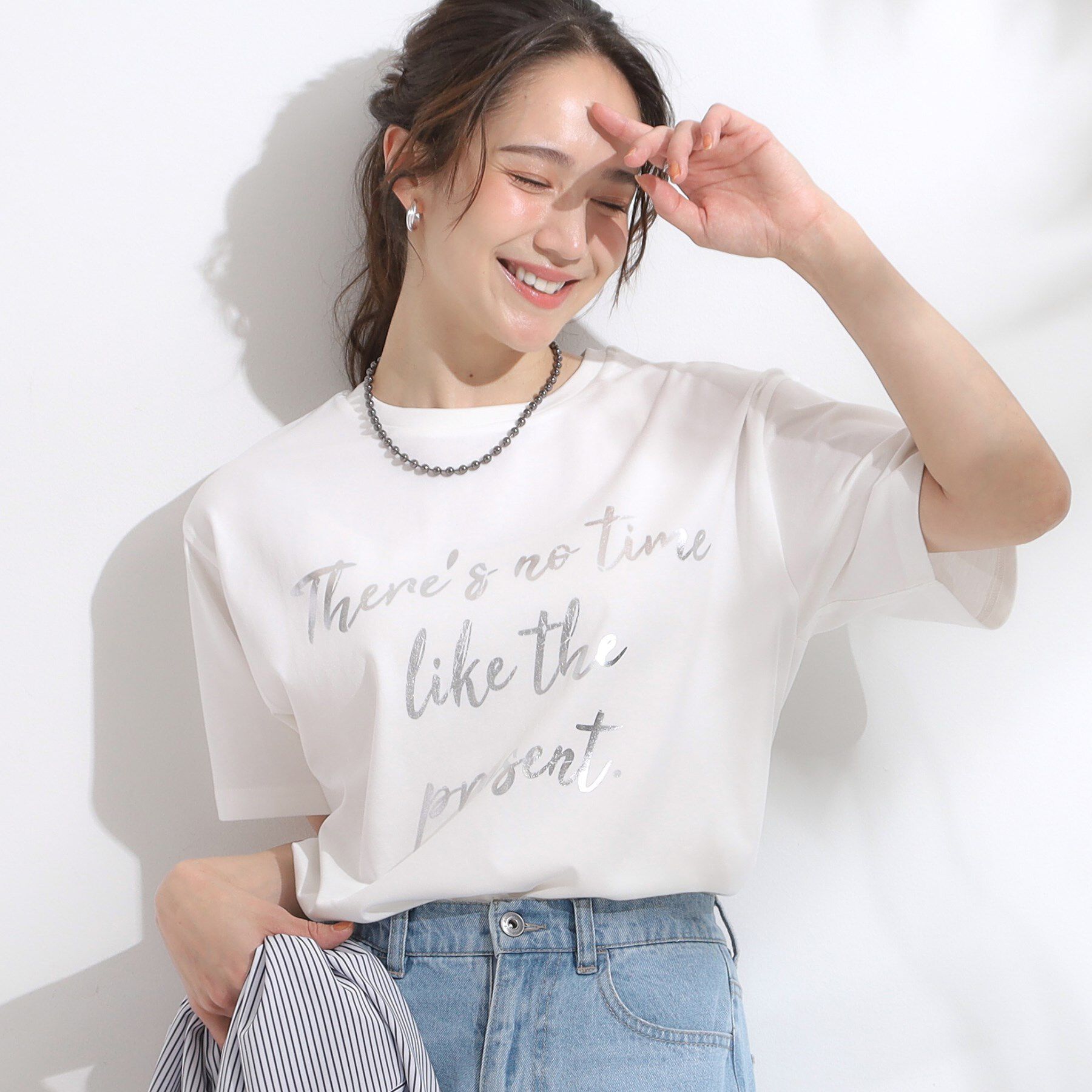 SHOO･LA･RUE「【S-LL/ひんやり/UV】選べる6柄でそれぞれ欲しくなる プリントTシャツ」|Tシャツ・カットソー|ホワイト(201)