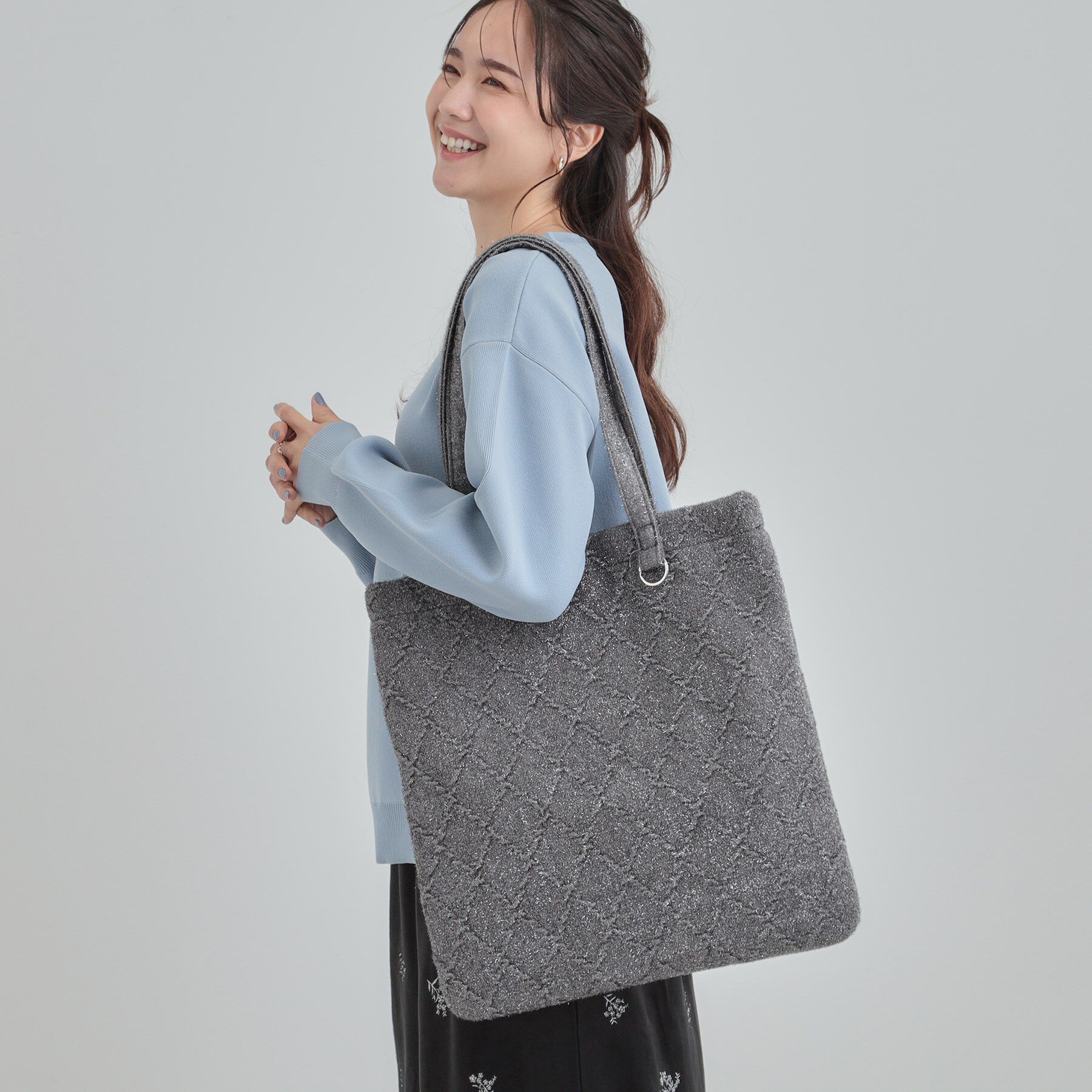 SHOO･LA･RUE「ラメ格子柄スクエアトートバッグ」|トートバッグ|