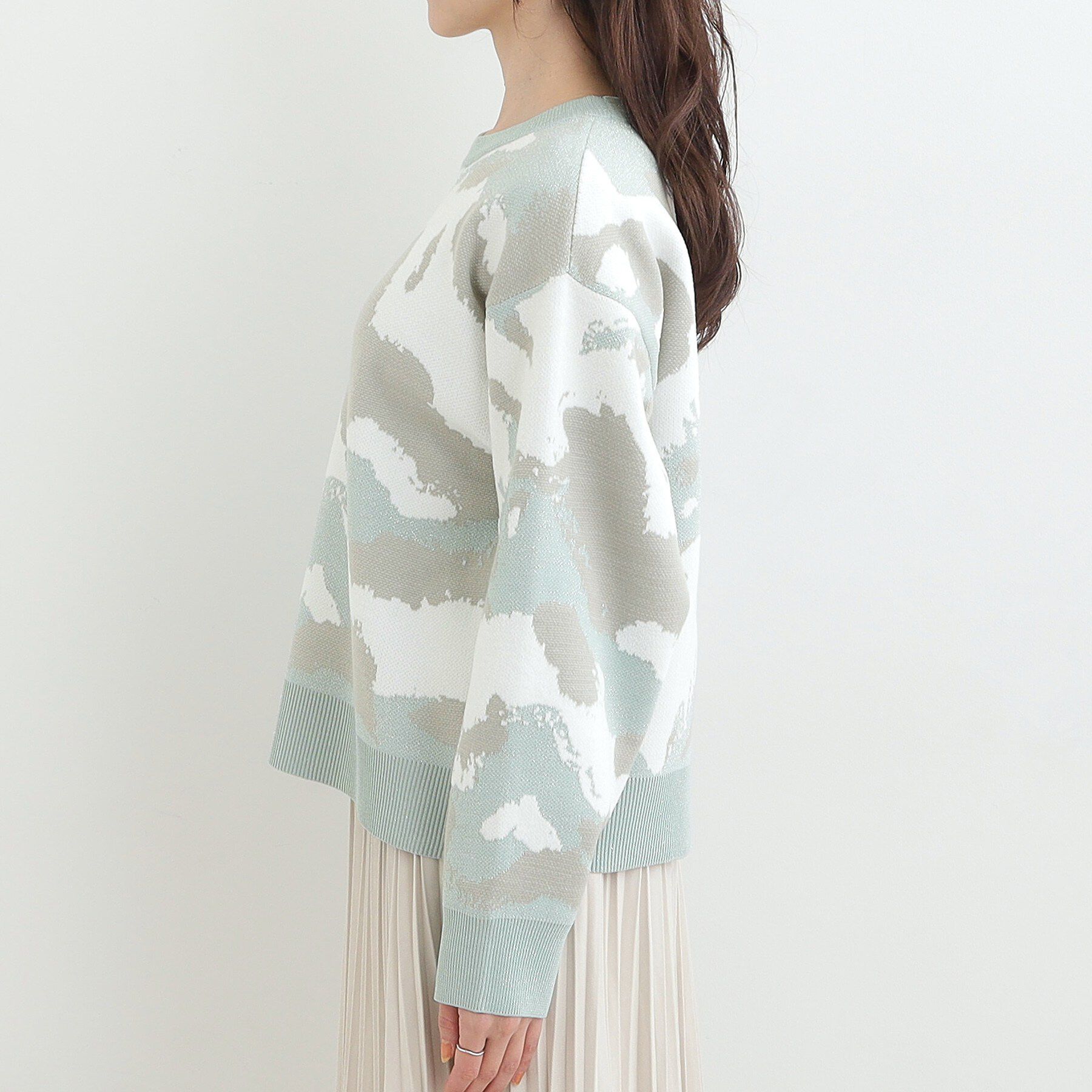 SHOO･LA･RUE「【洗濯機可/S-LL】1枚で華やかに ラメ入りニュアンス柄ニット」|ニット・セーター|