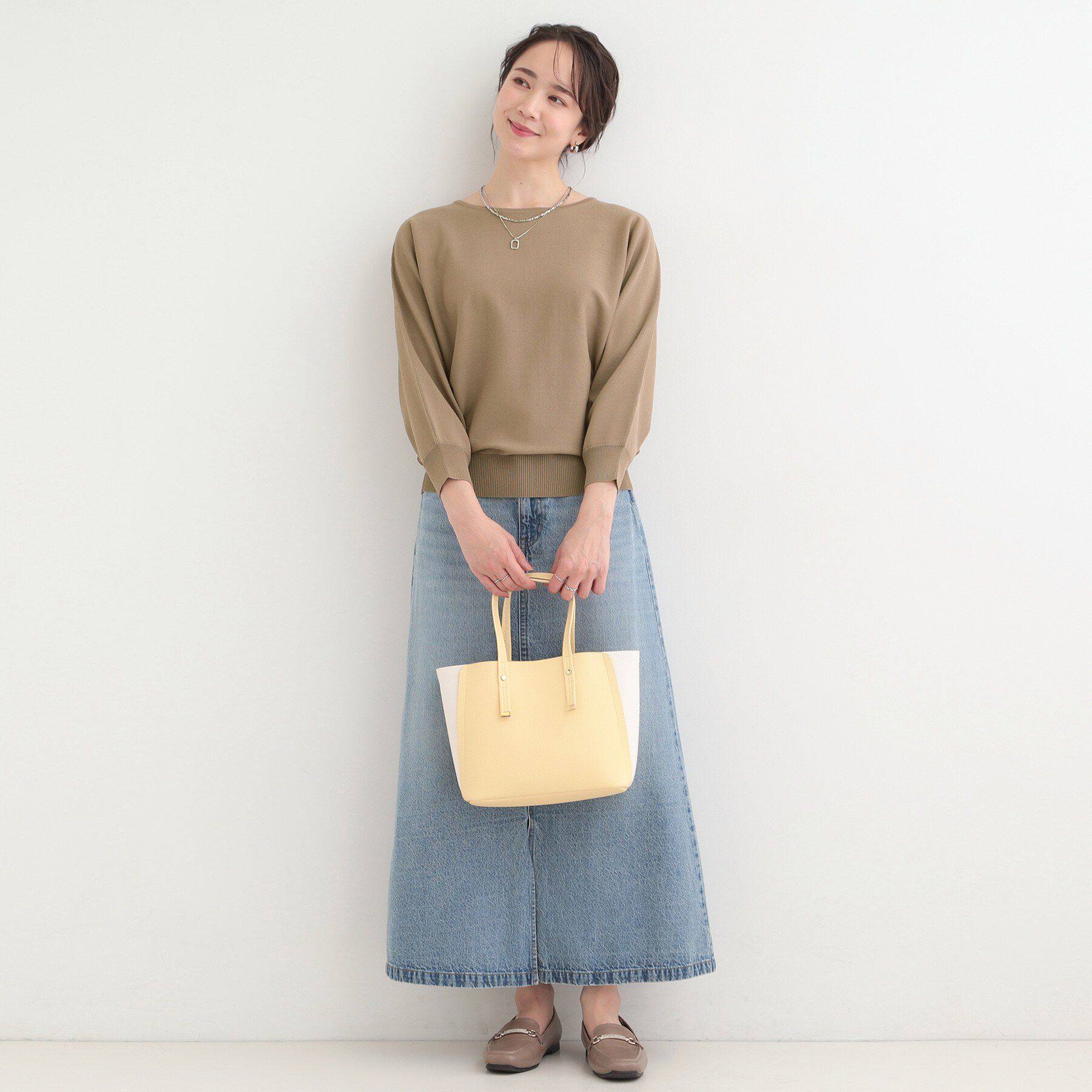 SHOO･LA･RUE「【洗濯機可/S-LL】さらりと軽やか インせず着られる すっきり見えドルマンニット」|ニット・セーター|