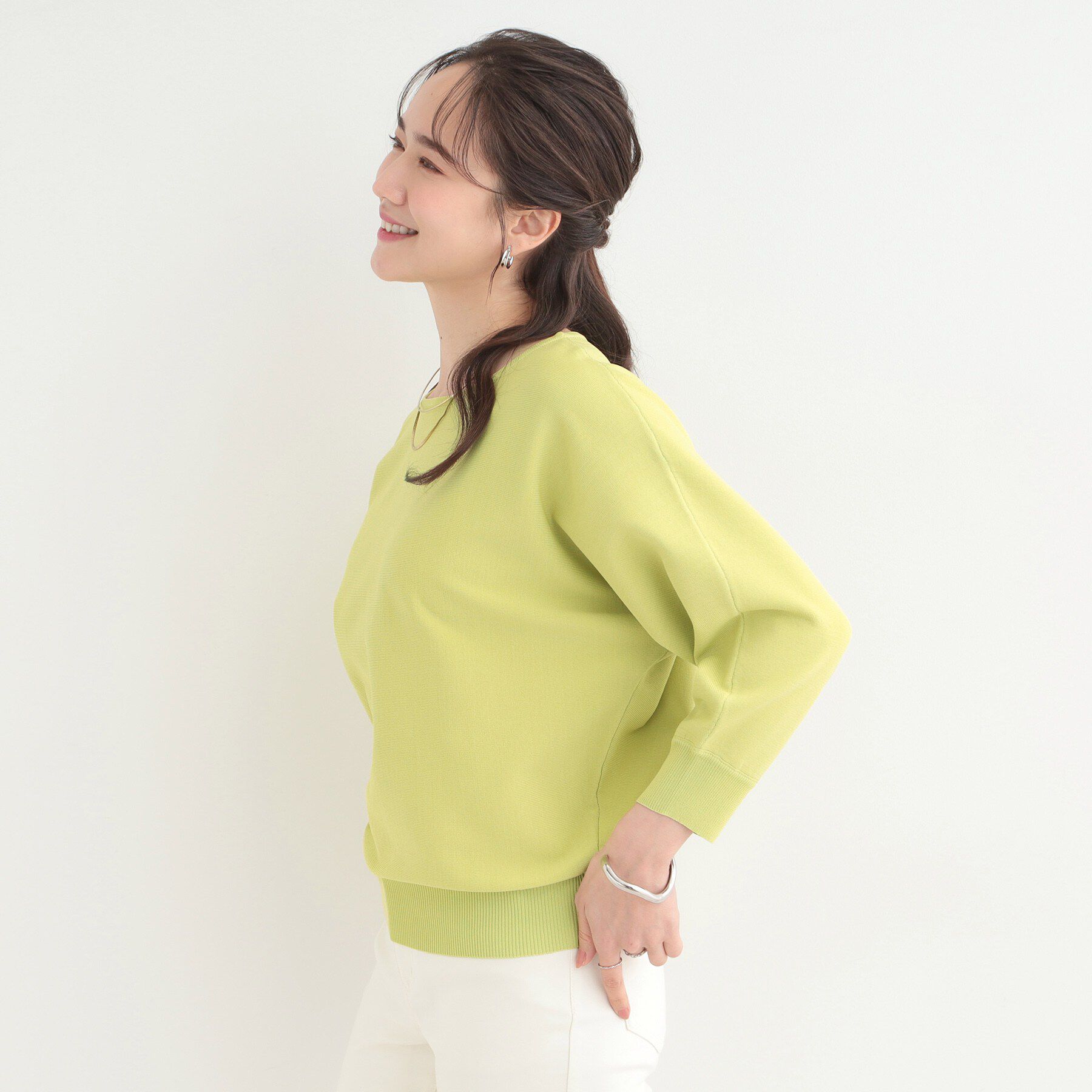 SHOO･LA･RUE「【洗濯機可/S-LL】さらりと軽やか インせず着られる すっきり見えドルマンニット」|ニット・セーター|