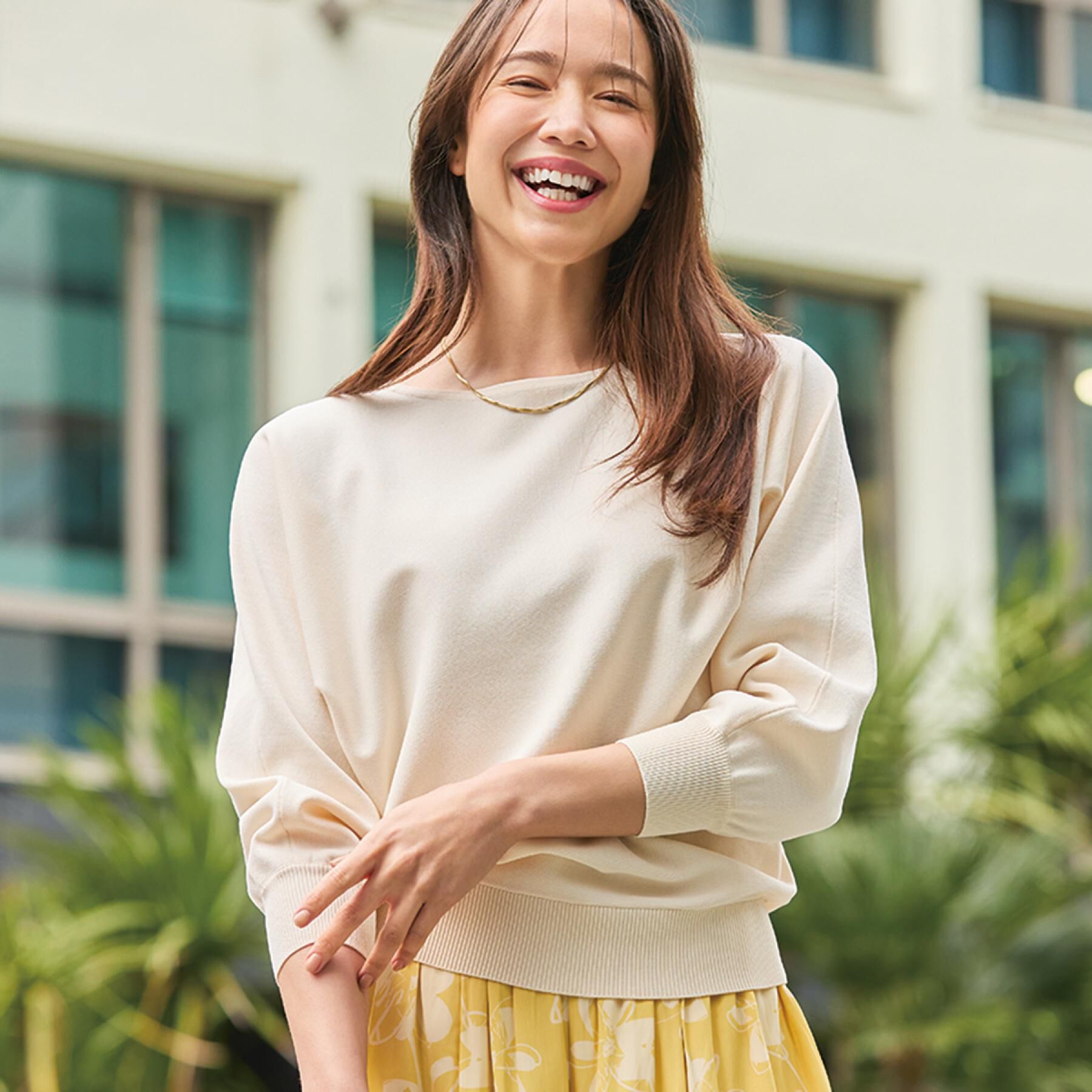 SHOO･LA･RUE「【洗濯機可/S-LL】さらりと軽やか インせず着られる すっきり見えドルマンニット」|ニット・セーター|