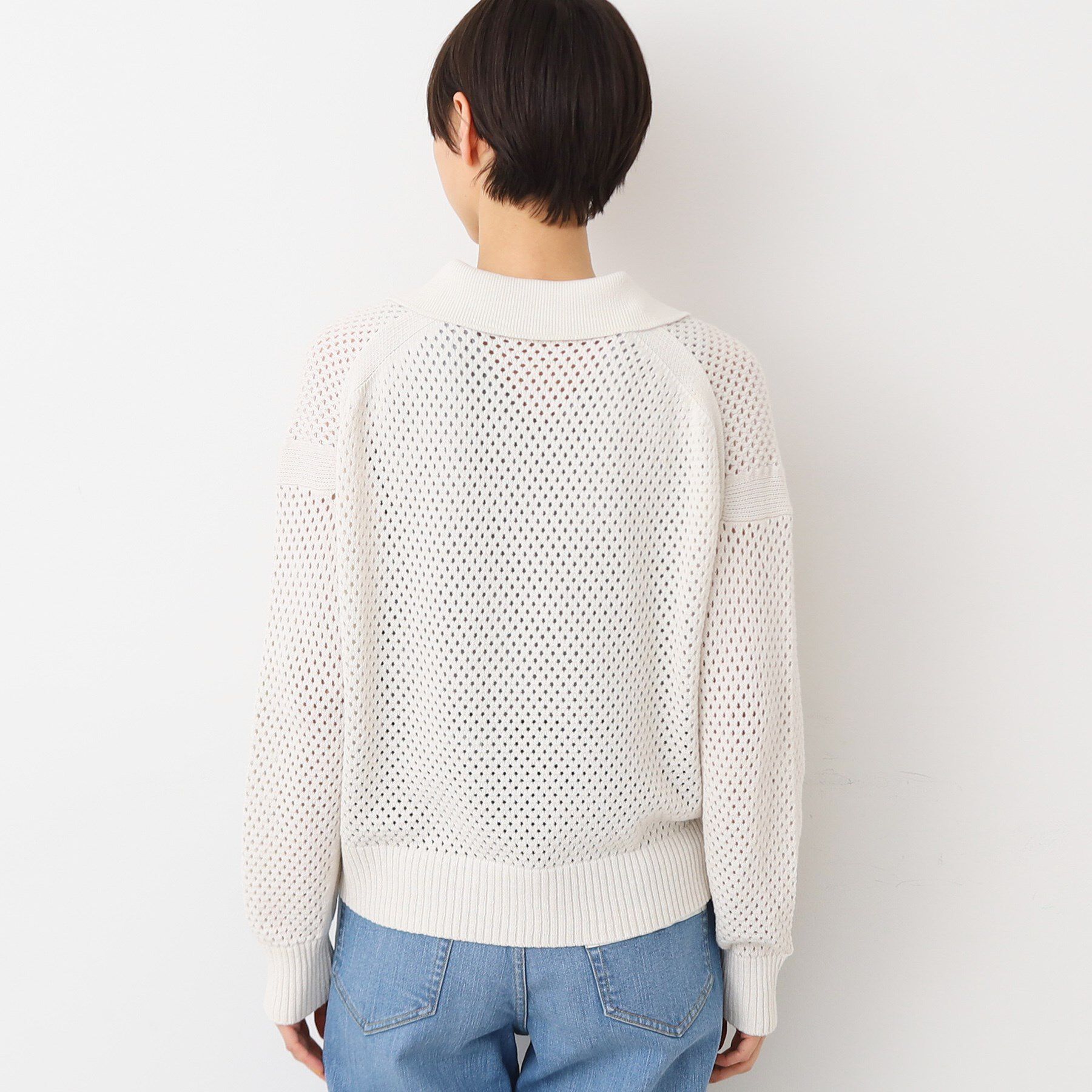 Dessin「【洗える】襟付きメッシュニット」|ニット・セーター|