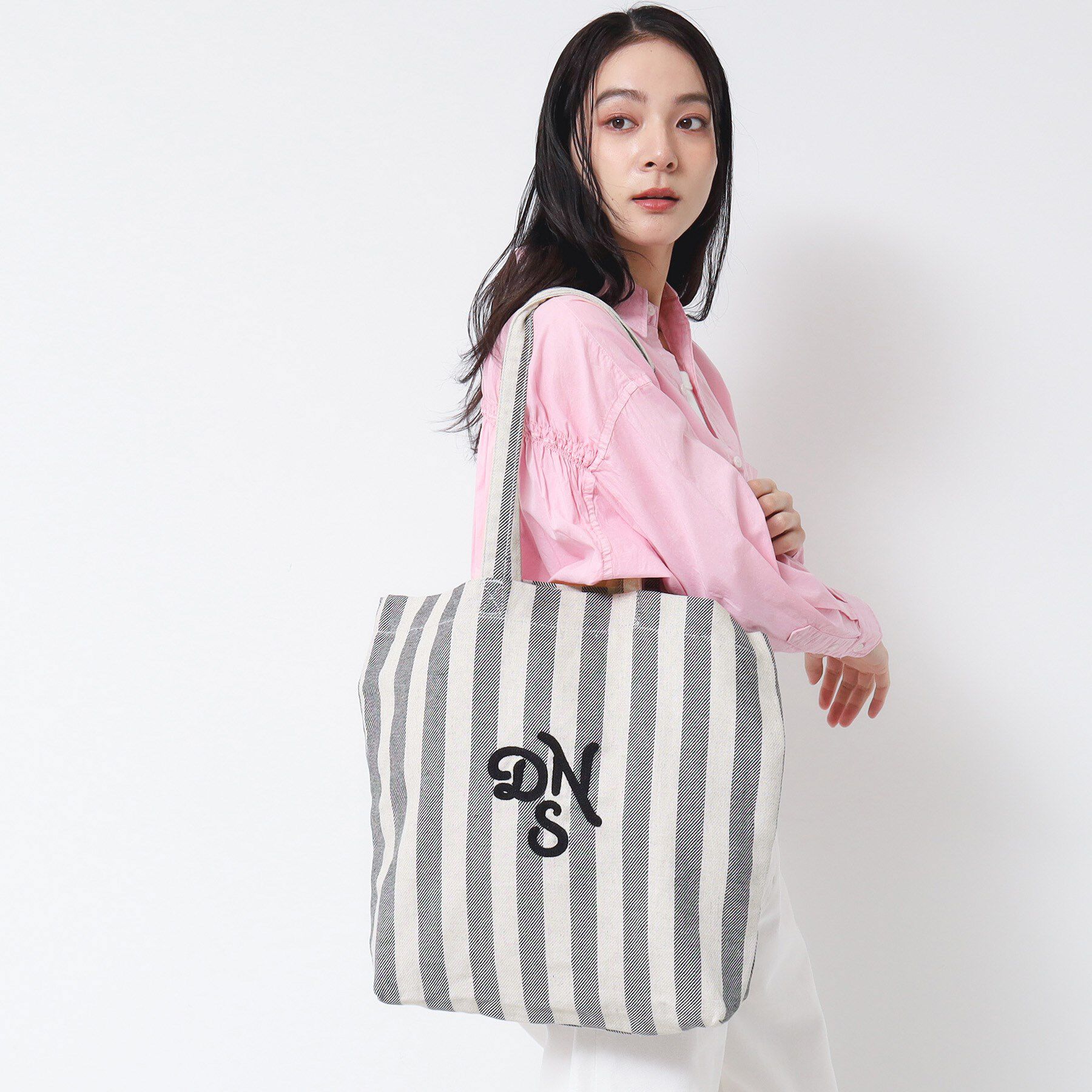 Dessin「ストライプロゴ刺繍トート」|トートバッグ|ネイビー(394)