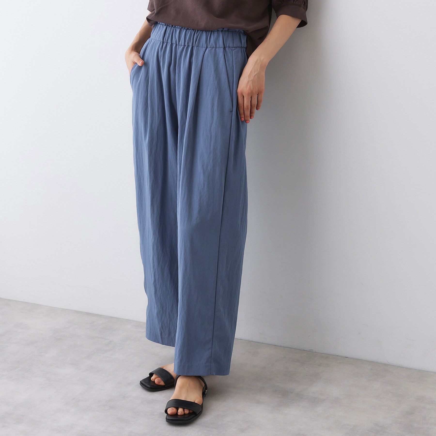 Dessin「【ウエストゴム/洗える】リラクシーナイロンパンツ」|その他|ブルー(093)