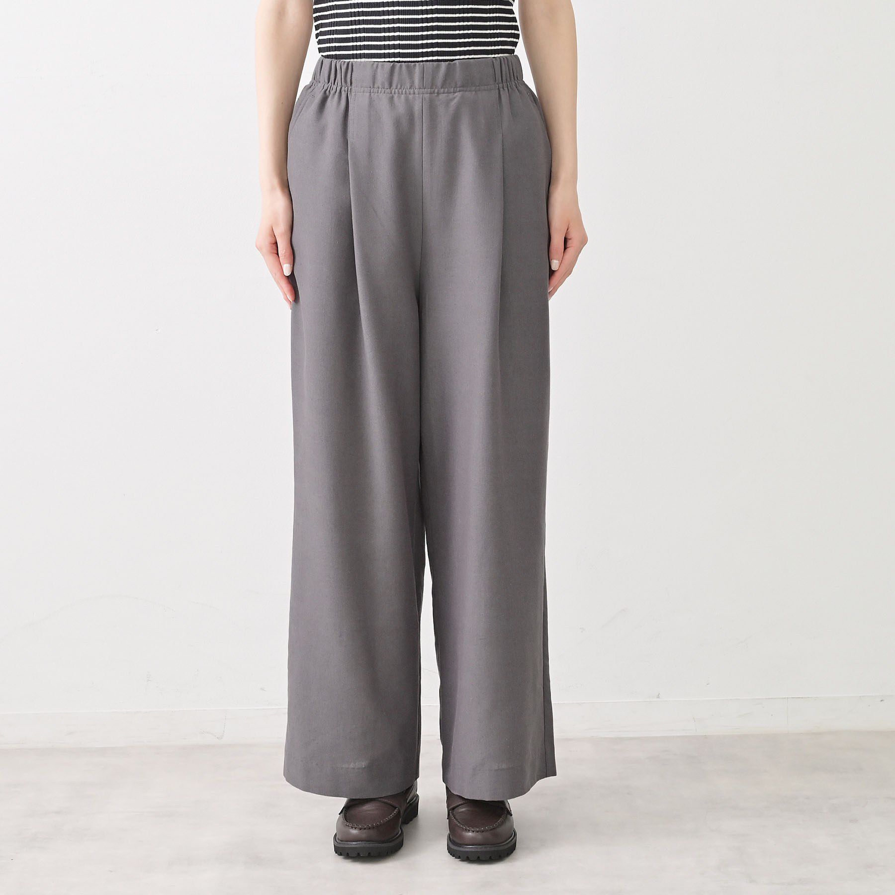 Dessin「【セットアップ可/ウエストゴム】リネンブレンドワイドパンツ」|その他|