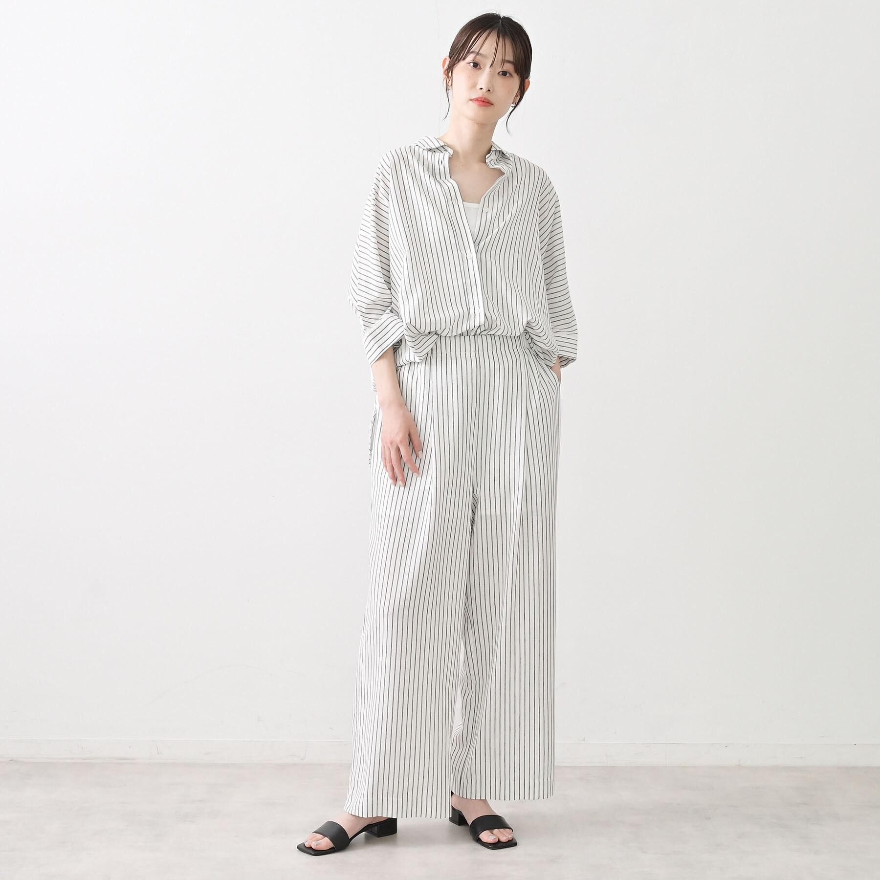 Dessin「【セットアップ可/ウエストゴム】リネンブレンドワイドパンツ」|その他|