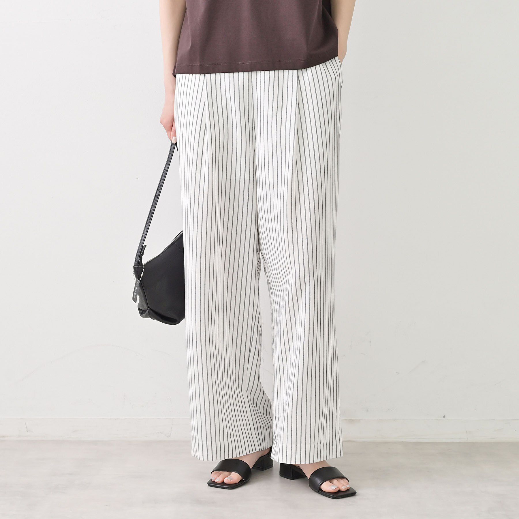 Dessin「【セットアップ可/ウエストゴム】リネンブレンドワイドパンツ」|その他|ホワイト(301)