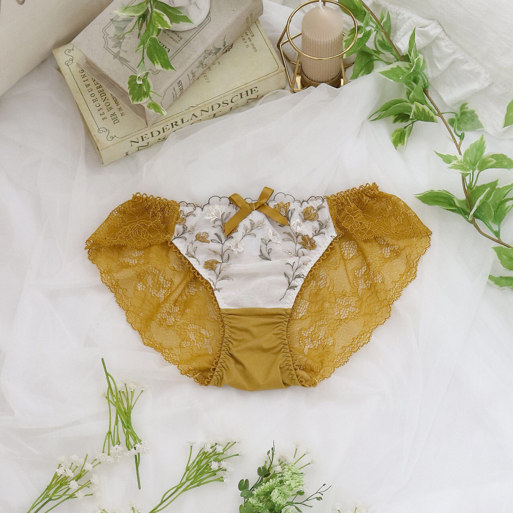 Risa Magli「リュカ レースショーツ」|インナー|マスタード(034)