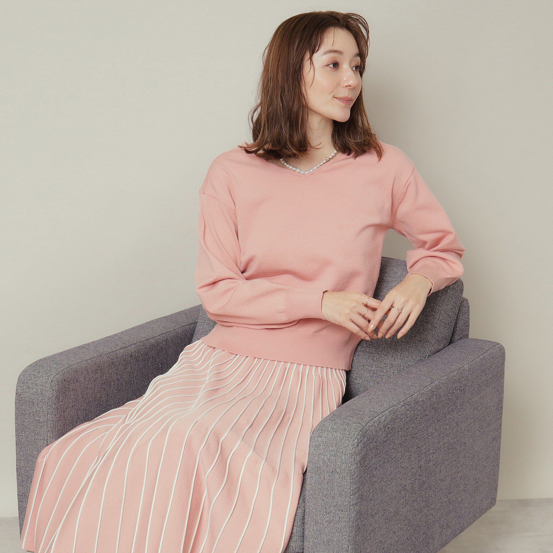 ITS&rsquo;DEMO「【通勤／手洗い可】Vネック&times;フレアスカートセットアップ」|スーツ|