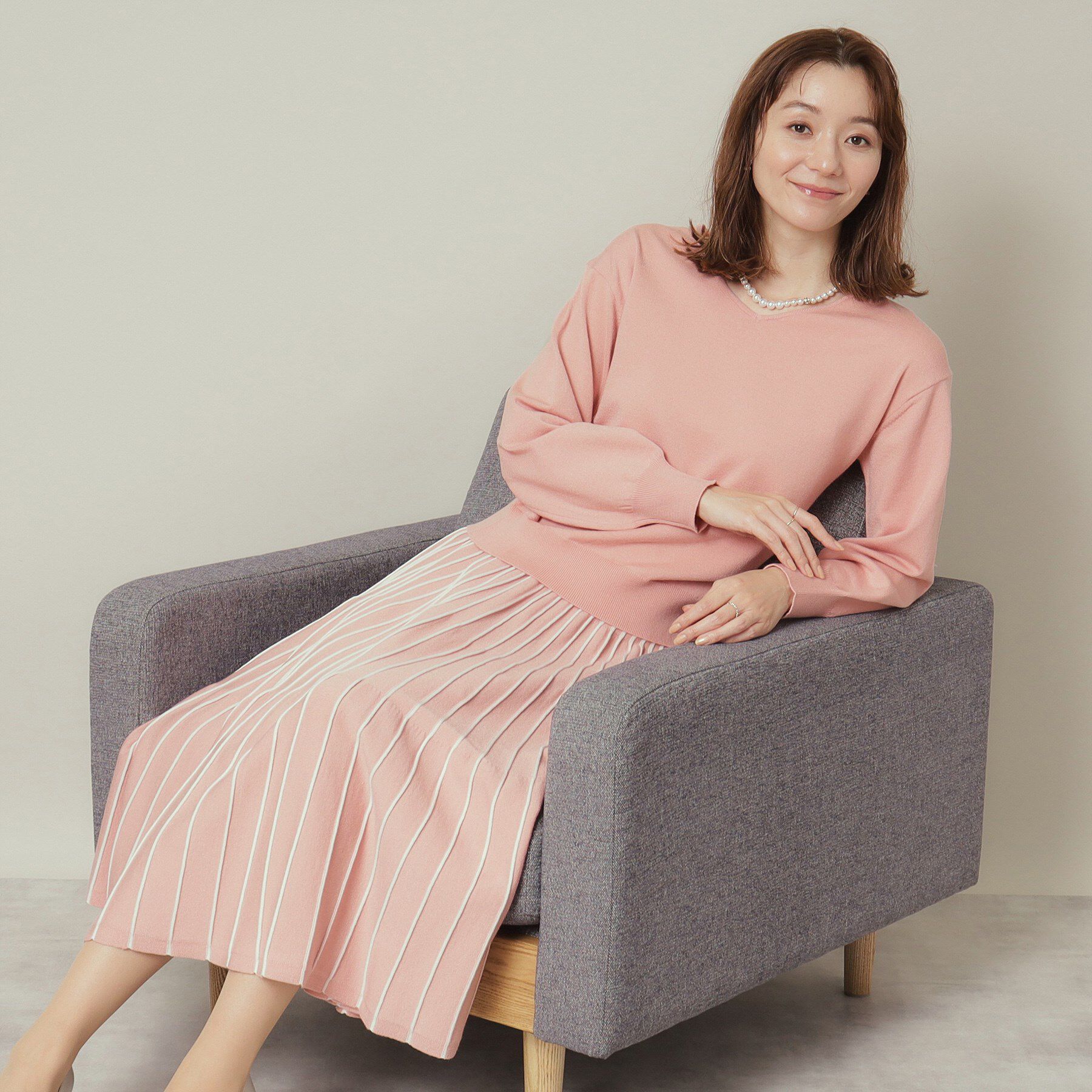 ITS&rsquo;DEMO「【通勤／手洗い可】Vネック&times;フレアスカートセットアップ」|スーツ|