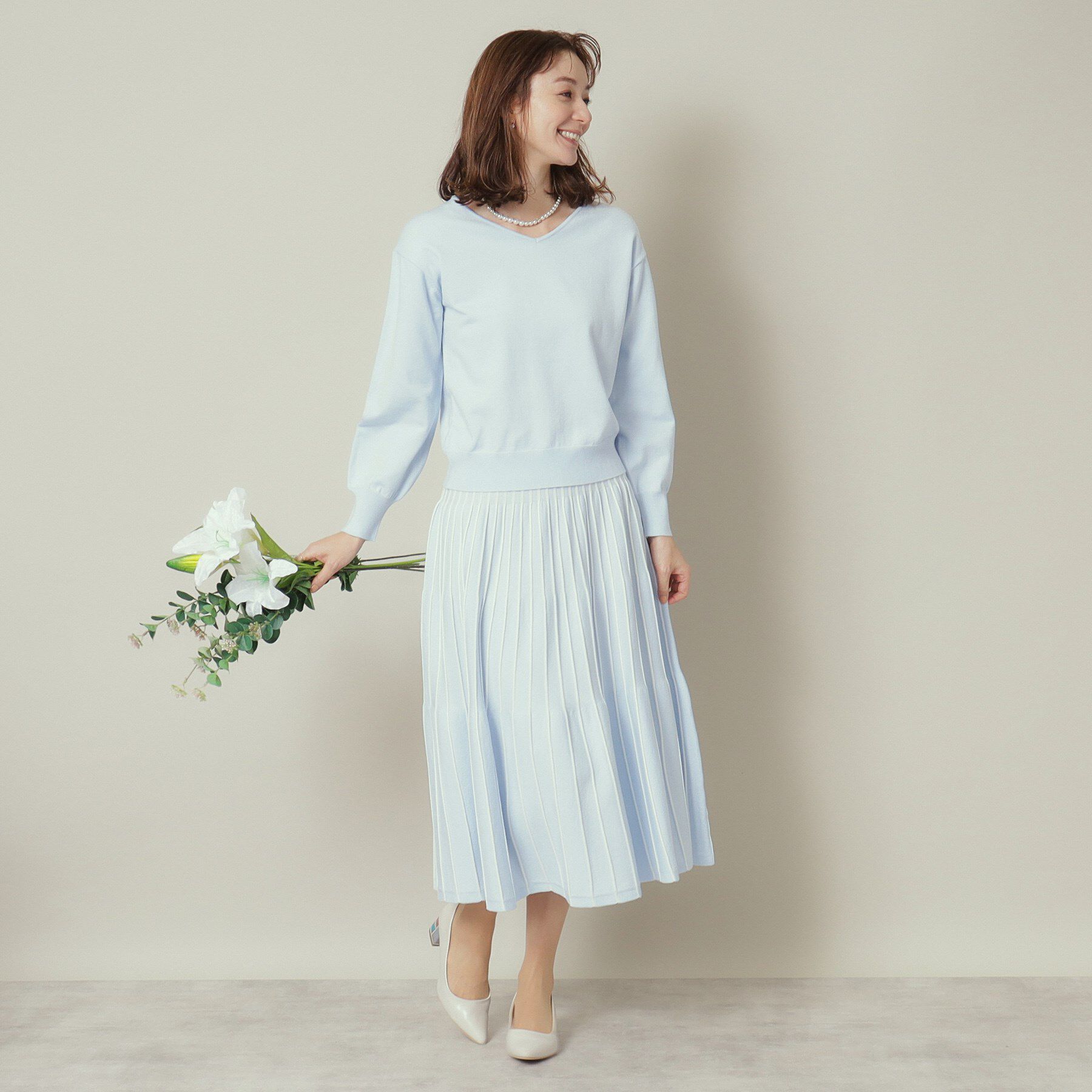 ITS&rsquo;DEMO「【通勤／手洗い可】Vネック&times;フレアスカートセットアップ」|スーツ|