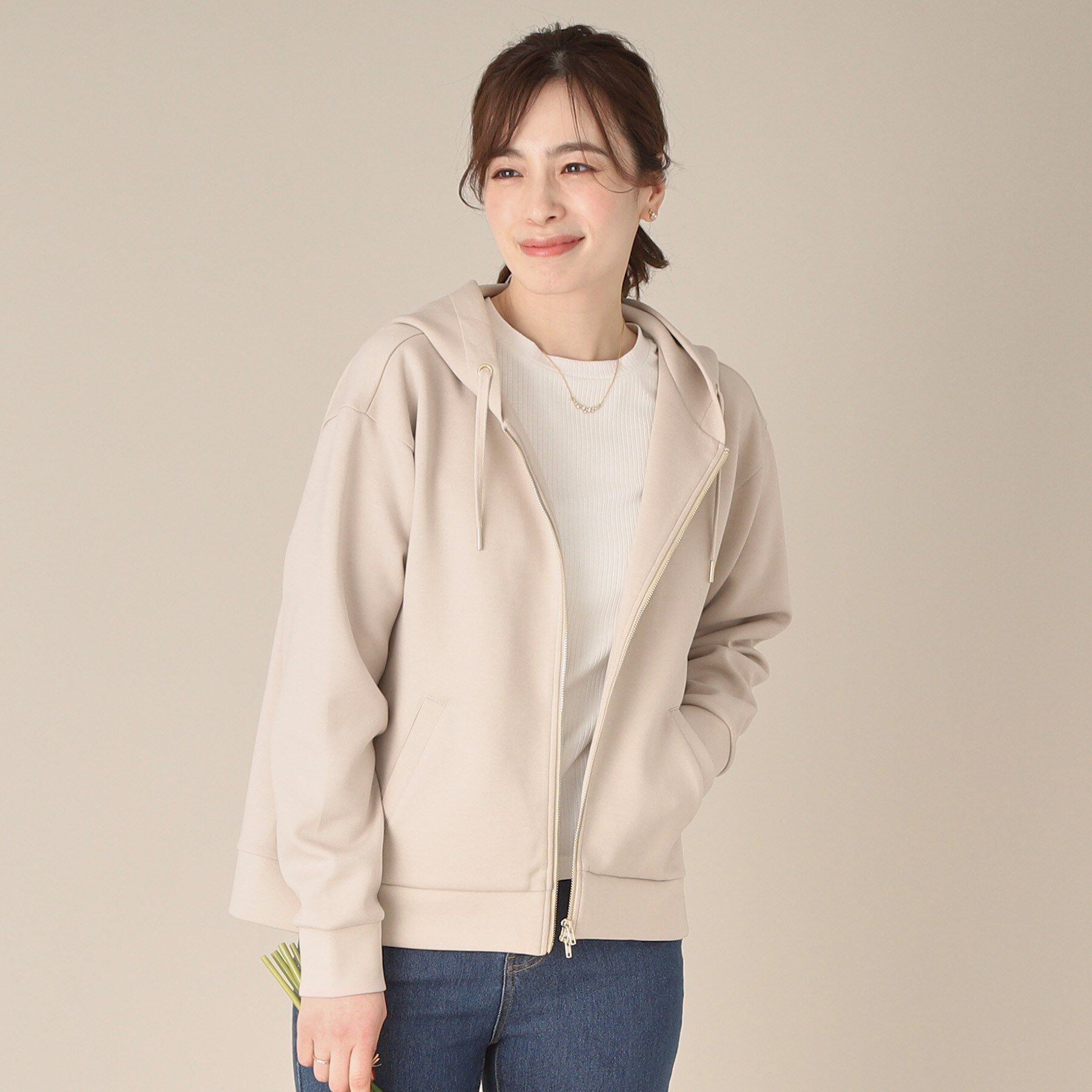 ITS&rsquo;DEMO「【手洗い可】ダブルジップダンボールパーカ」|パーカー|ライトベージュ(05