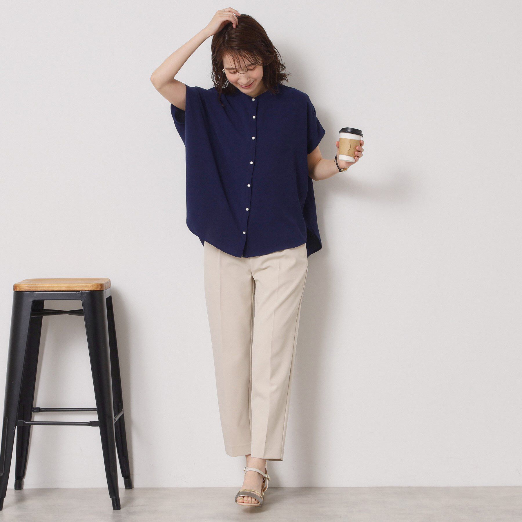 ITS&rsquo;DEMO「【接触冷感／手洗い可】ショルダータックブラウス」|シャツ・ブラウス|