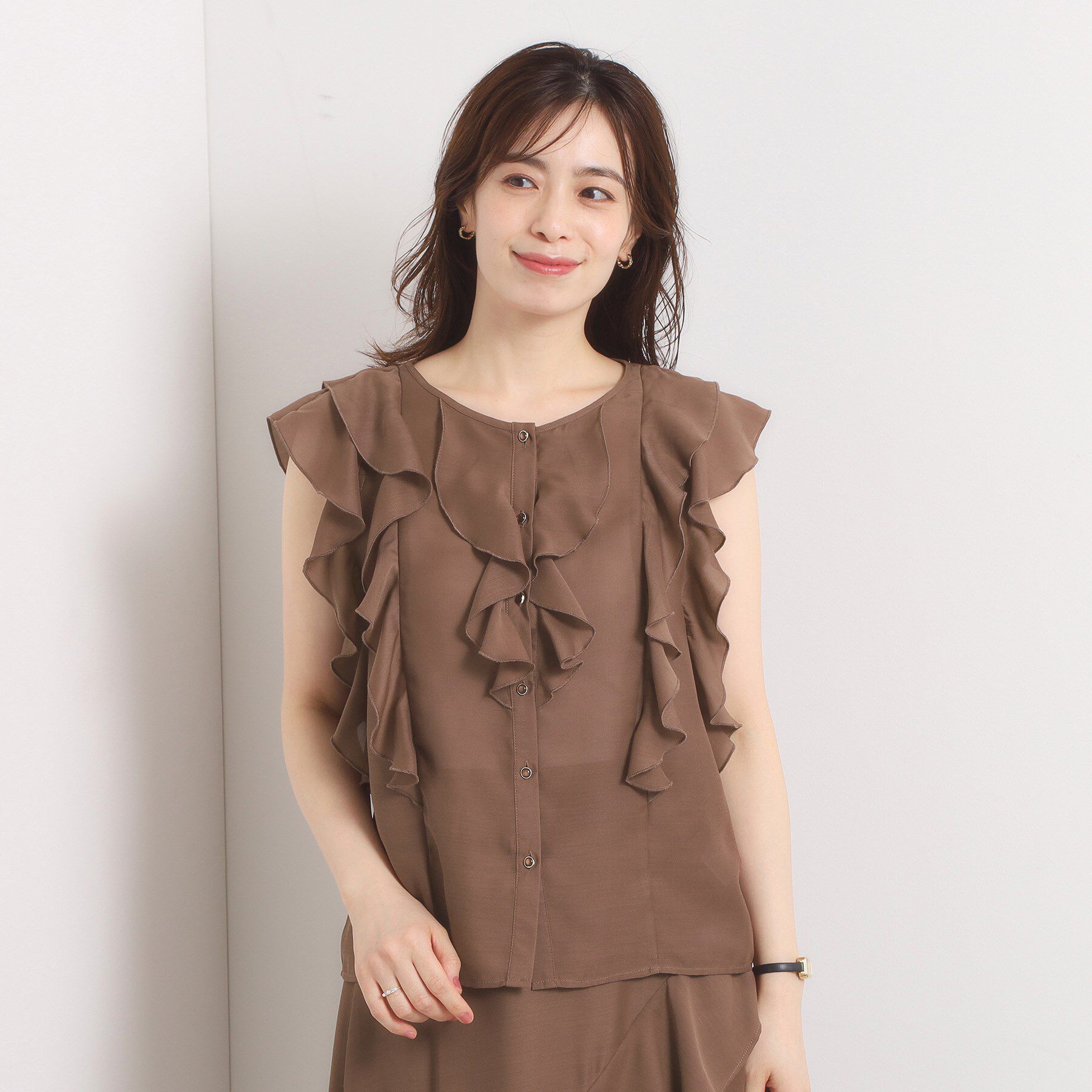 ITS&rsquo;DEMO「【手洗い可／セットアップ可】シアーフリルブラウス」|シャツ・ブラウス|