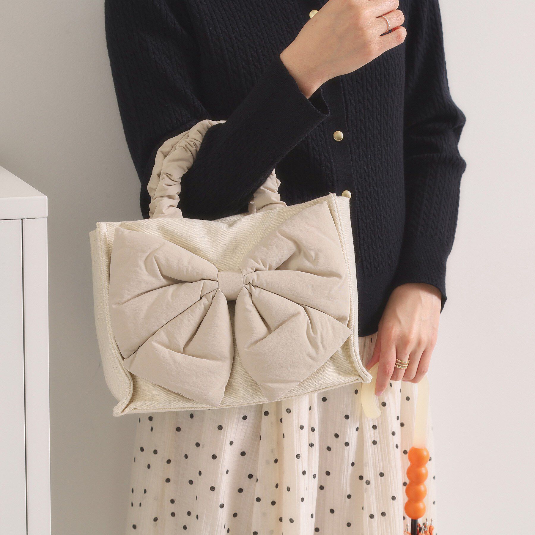 ITS&rsquo;DEMO「リボンモチーフミニショルダー」|ショルダー・メッセンジャー|アイボリー(004)