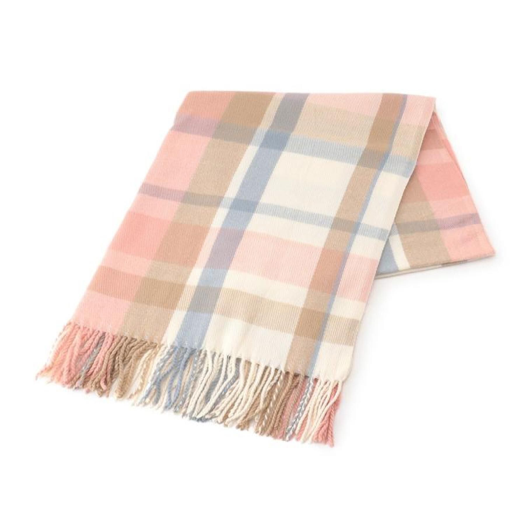 Ober Tashe「【防寒】あったかチェック柄の大判ストール」|ストール|ピンク(372)