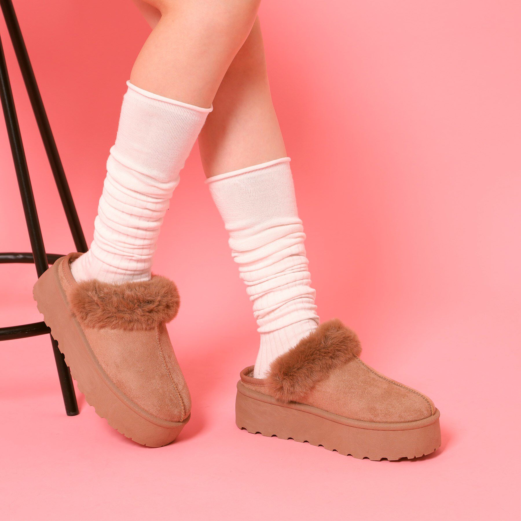 csT&P「厚底サボフェイクムートン」|サンダル|オーク(034)