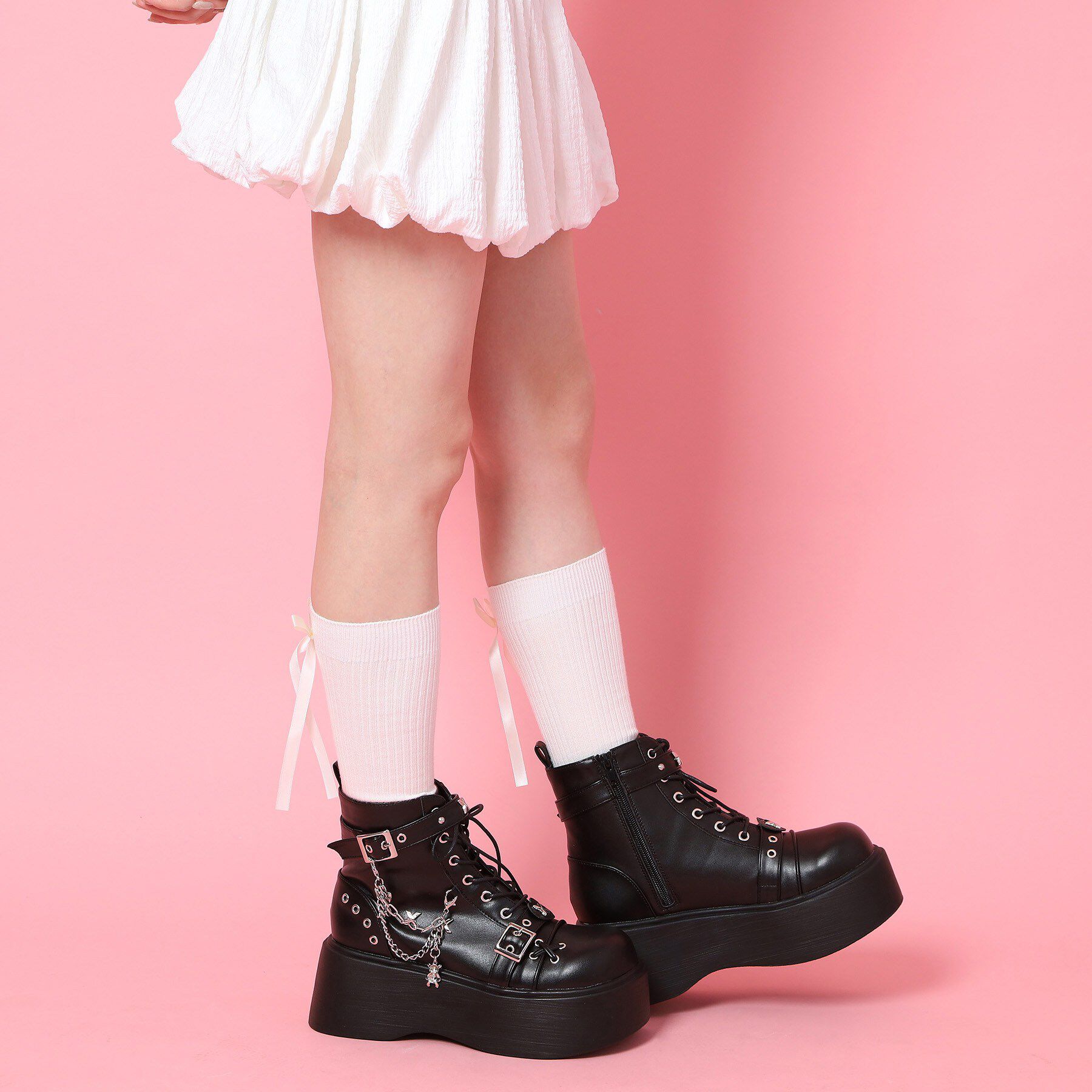 csT&P「厚底レースアップ地雷系闇病みかわブーツ」|ショートブーツ|