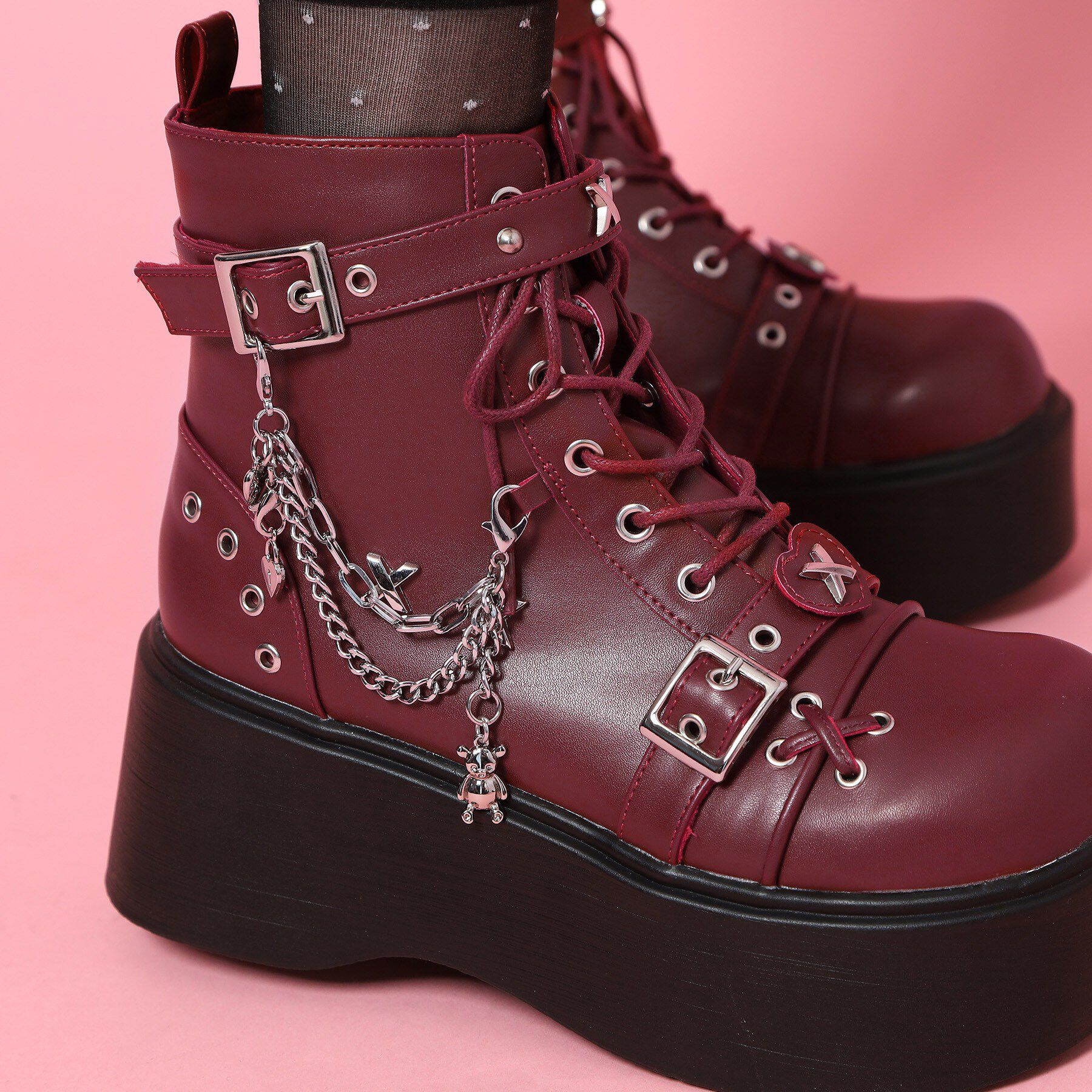 csT&P「厚底レースアップ地雷系闇病みかわブーツ」|ショートブーツ|