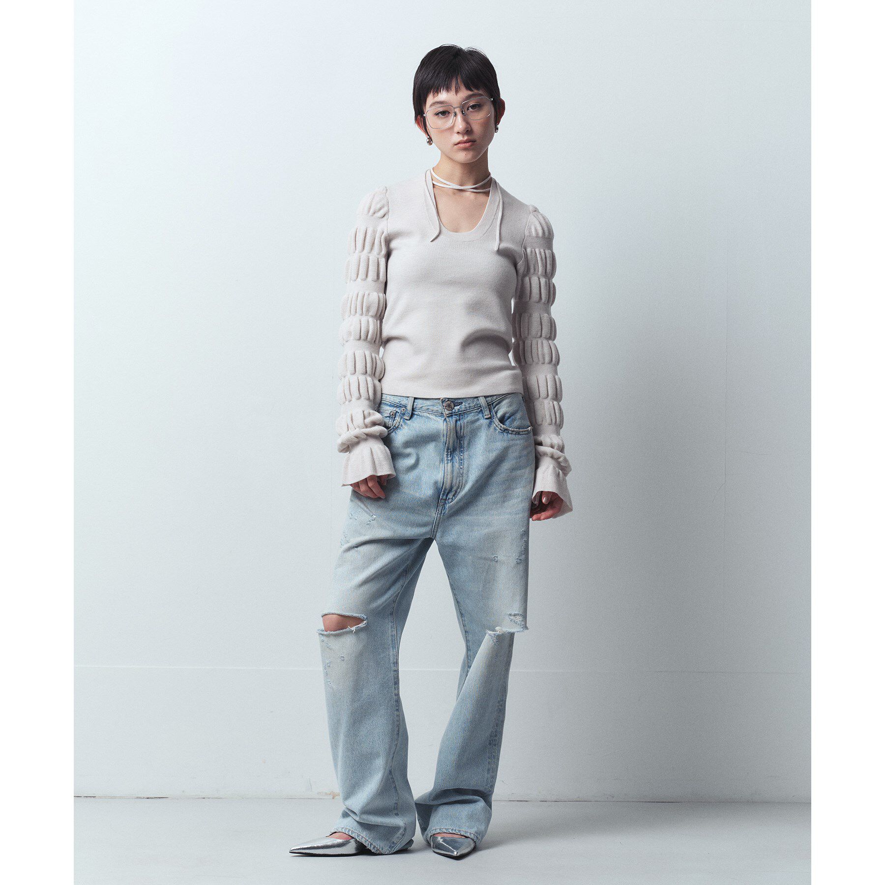 CODE A「gathered sleeves knit」|ニット・セーター|