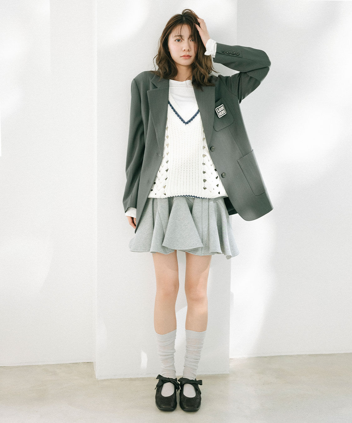 COCO DEAL「《COCO DEAL/Reebok》裏毛サーキュラーミニスカート」|スカート|杢グレー