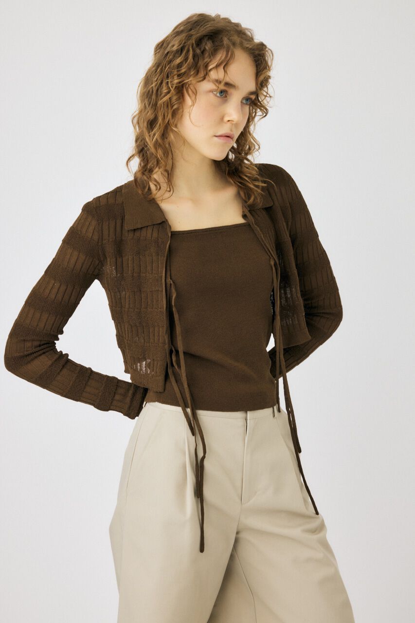 MOUSSY「KNIT キャミ & RIBBON シャツセット」|シャツ・ブラウス|