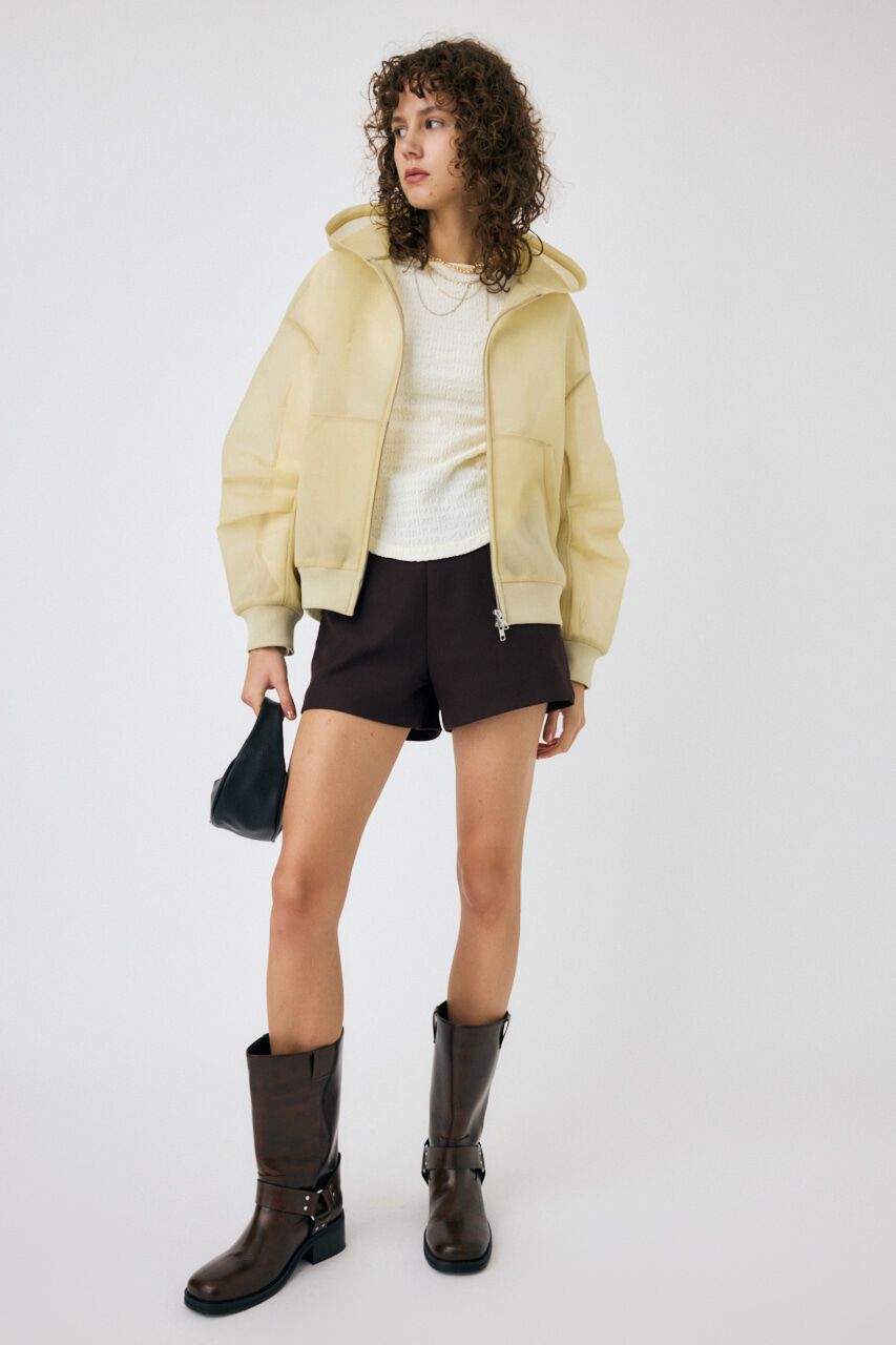 MOUSSY「SHEER CARDBOARD ジップアップフーディ」|パーカー|