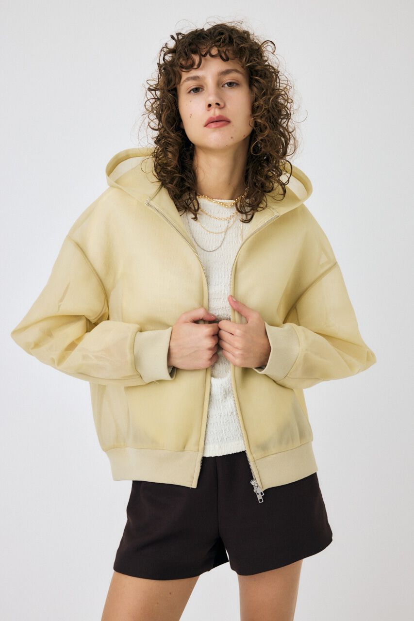MOUSSY「SHEER CARDBOARD ジップアップフーディ」|パーカー|