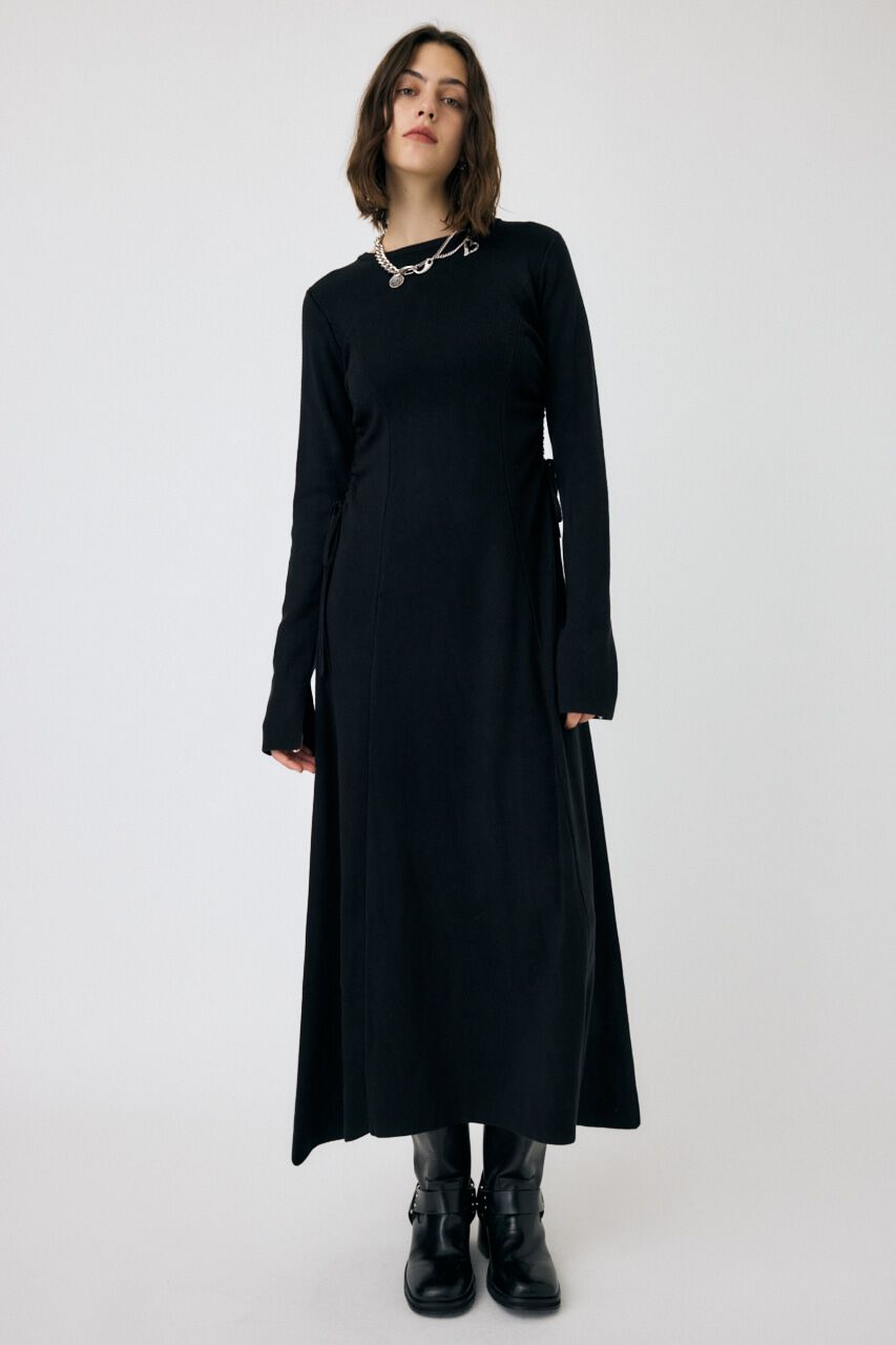 MOUSSY「WAIST RIBBON モックネックドレス」|ワンピース|