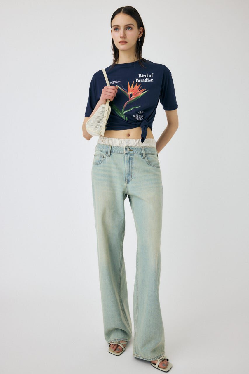 MOUSSY「ASYMMETRY フラワー TEE」|Tシャツ・カットソー|