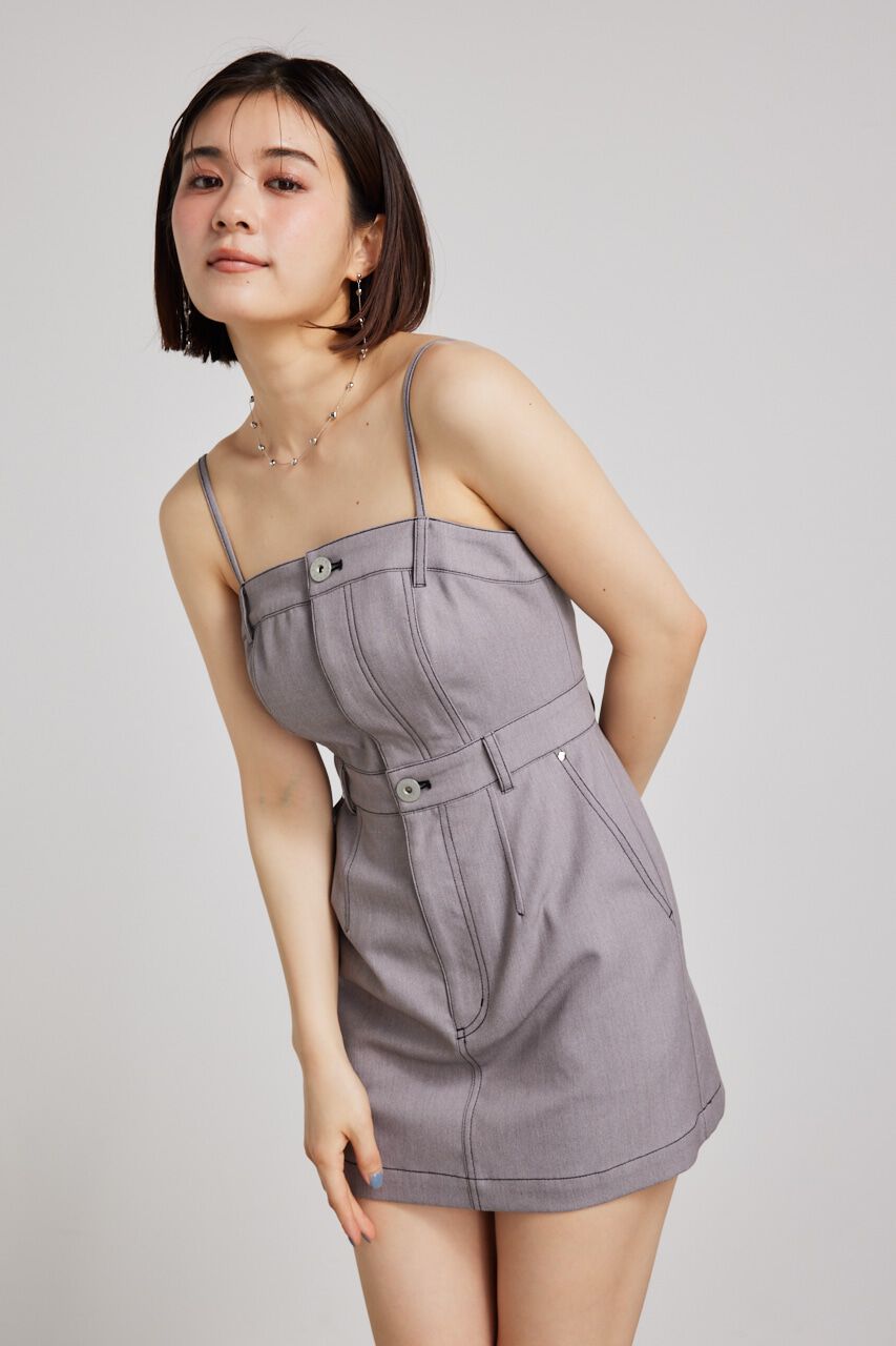 rienda「ベアキャミステッチワークミニOP」|ワンピース|GRY