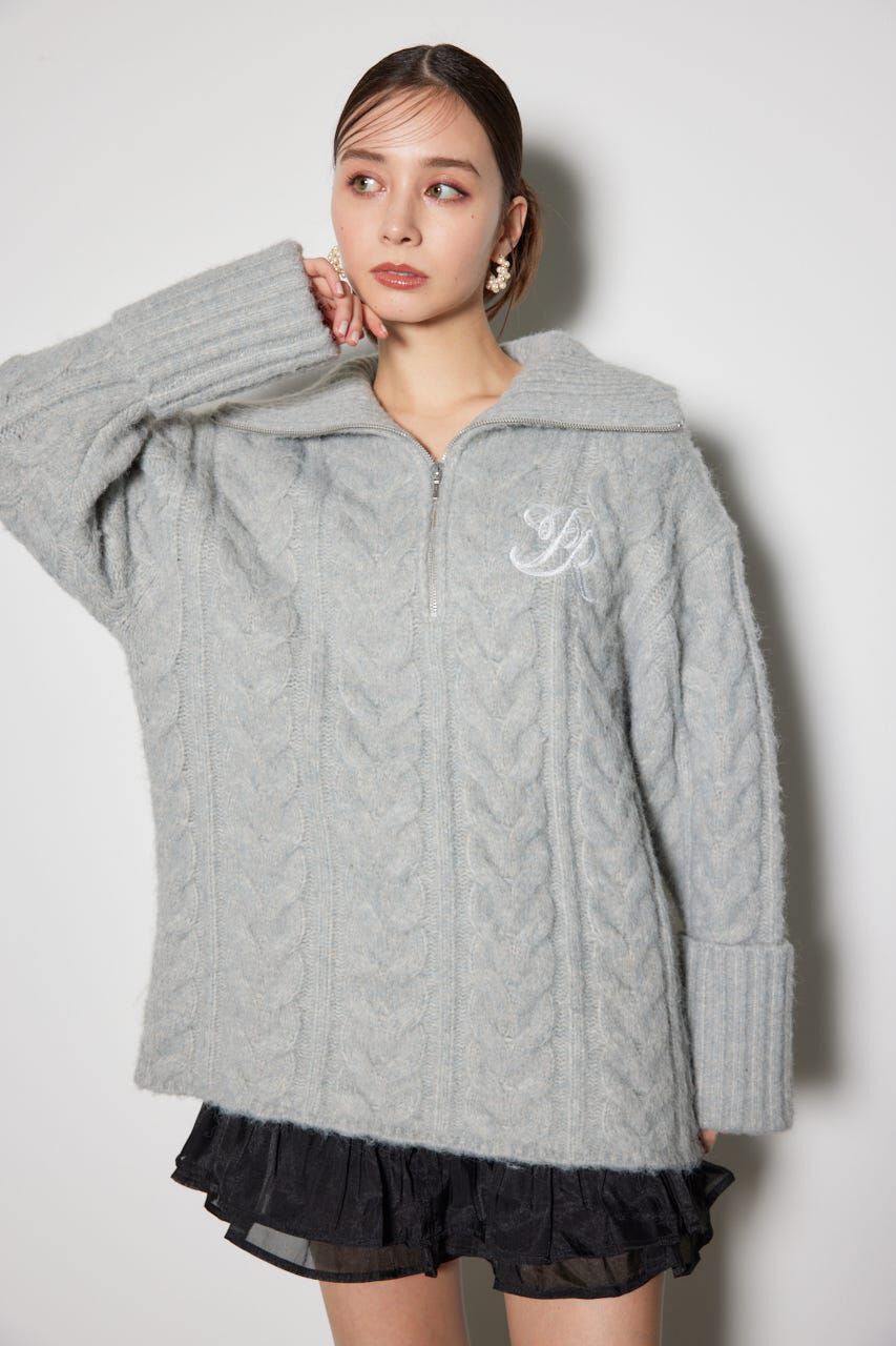 rienda「ケーブルルーズニット ワンピース」|ワンピース|L/GRY1