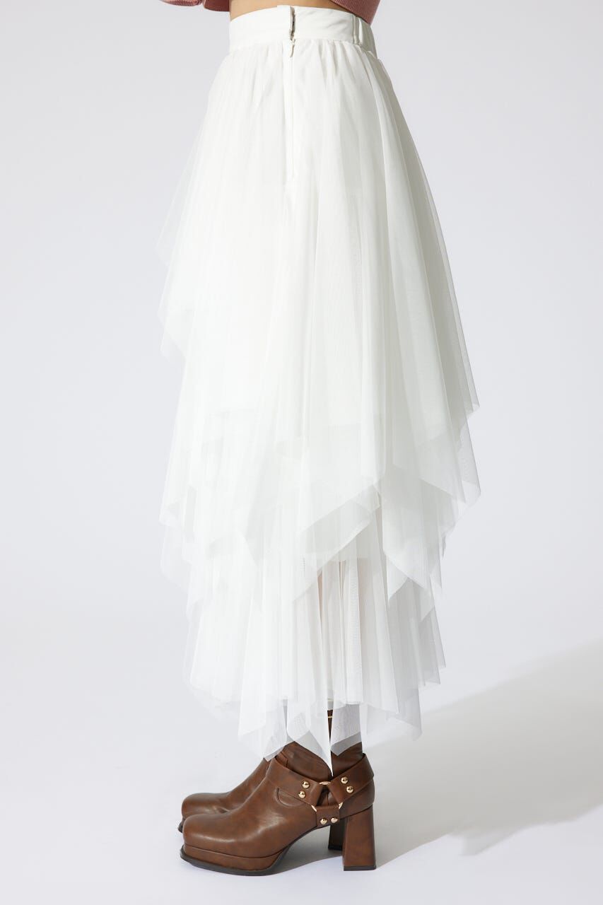 rienda「ニュアンスランダムチュールジャストウエストスカート」|スカート|